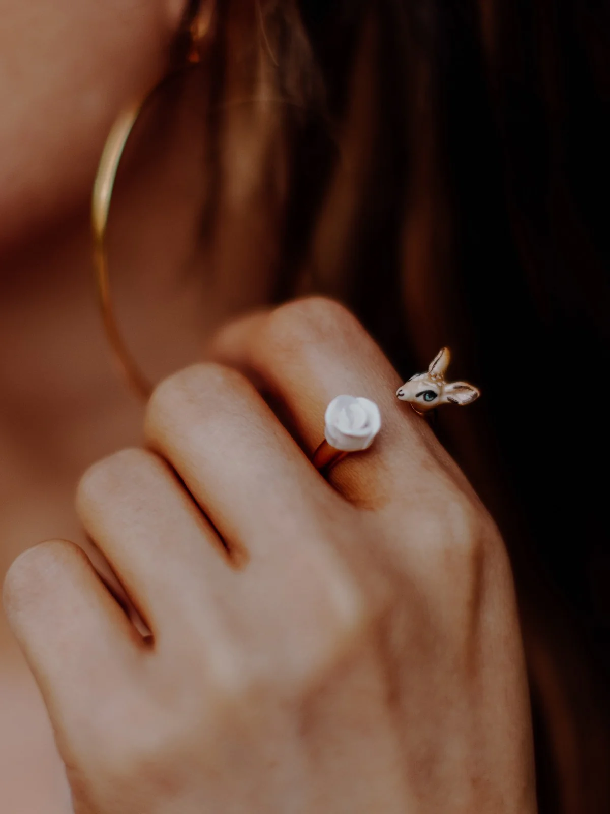 Bague FaceToFace biche et fleur - Image 4