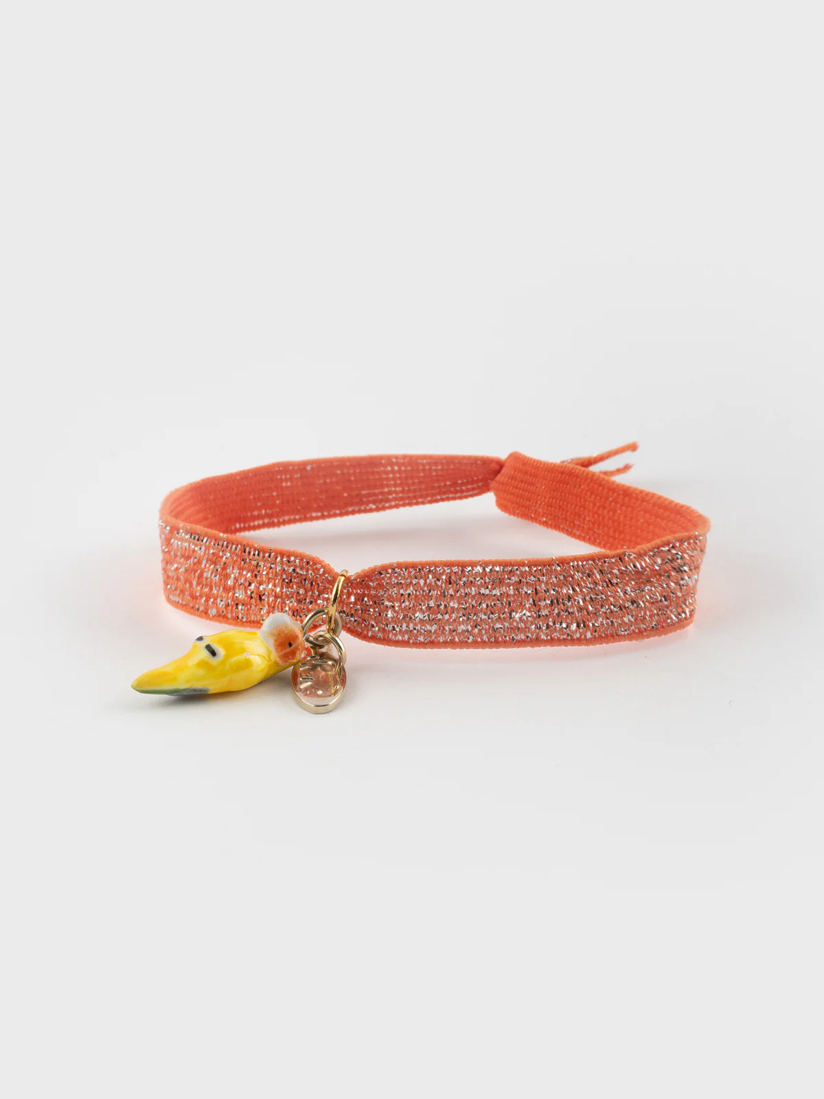 Bracelet twistband élastique orange perroquet jaune