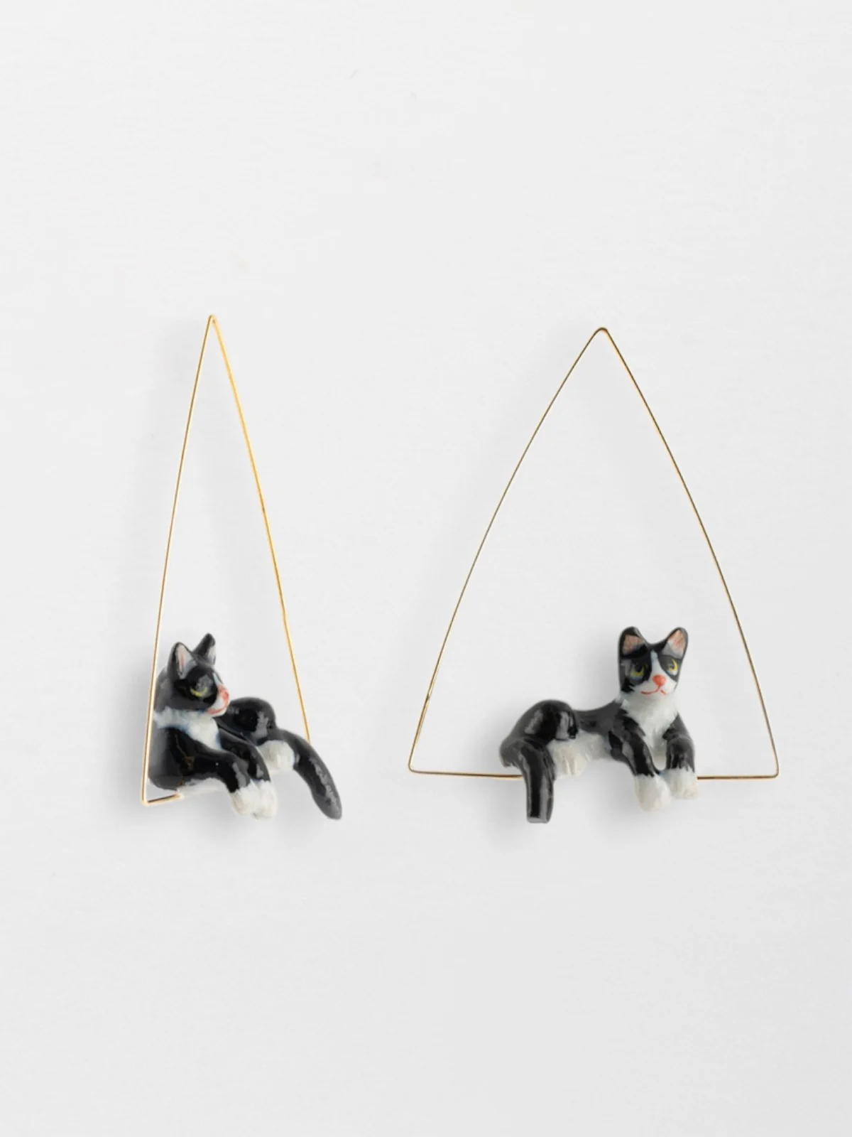 Créoles triangle chat noir et blanc