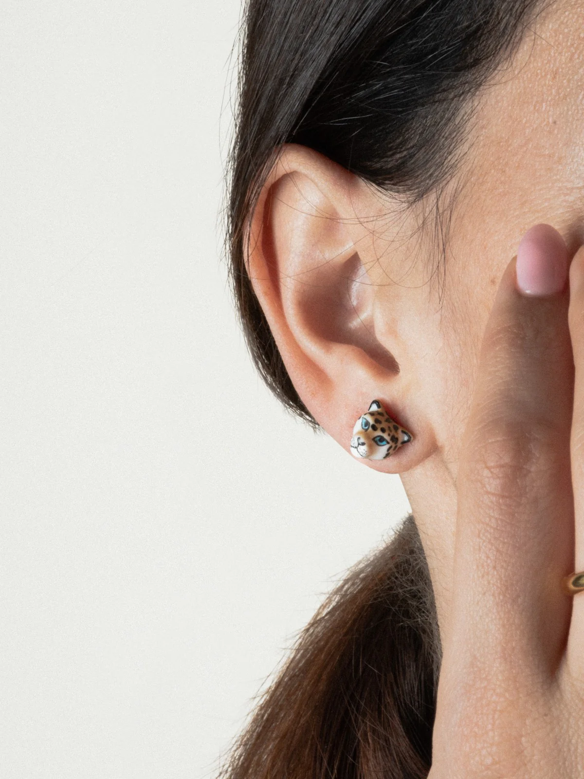 Boucles d'oreilles puces - Tête de léopard