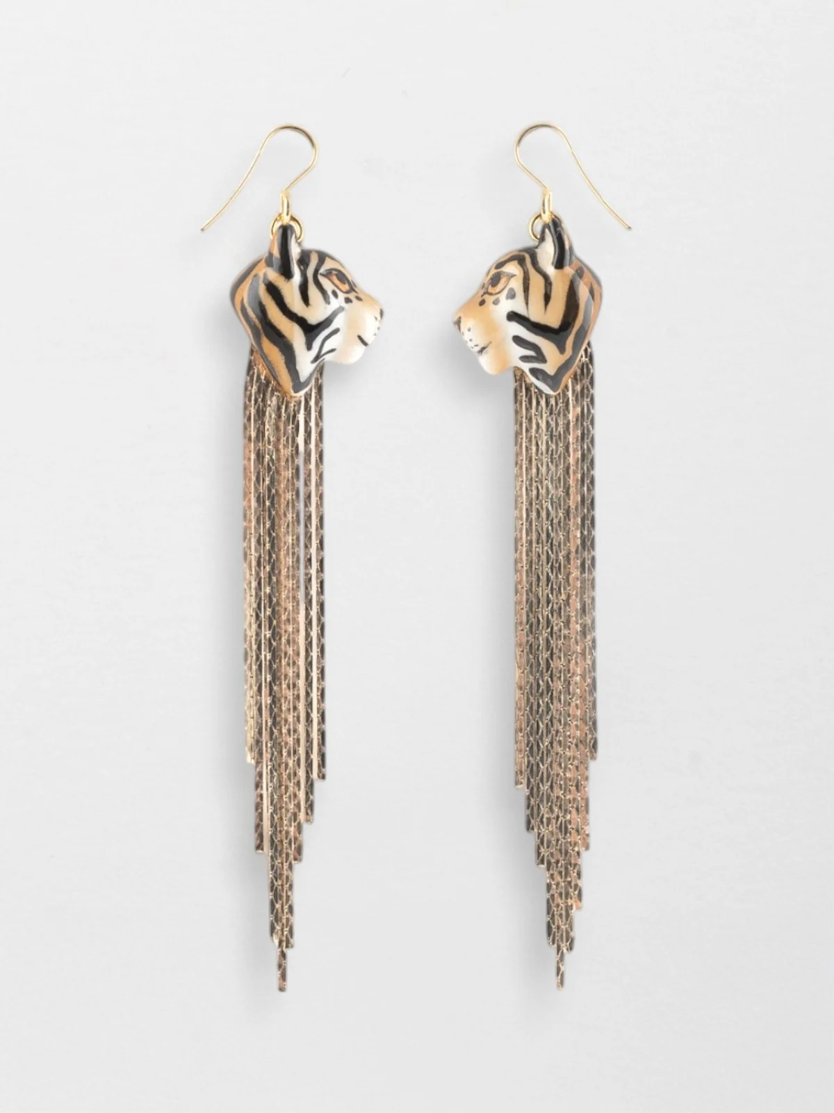Boucles d'oreilles tigre à franges