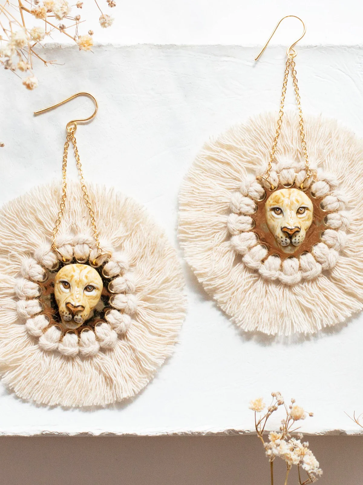 Boucles d'oreilles lion avec crinière - Image 4