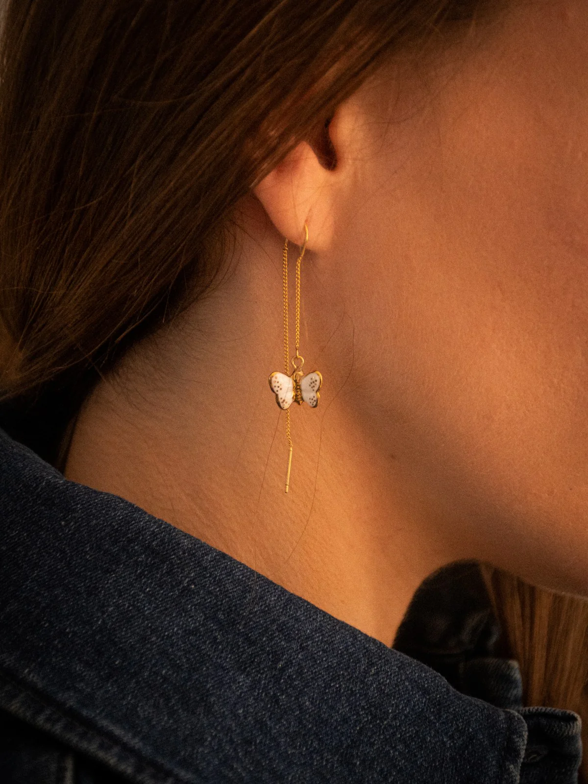 Longues boucles d'oreilles papillon - Image 2
