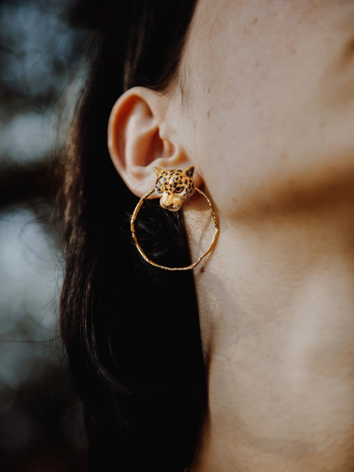 Boucles d'oreilles rondes léopard