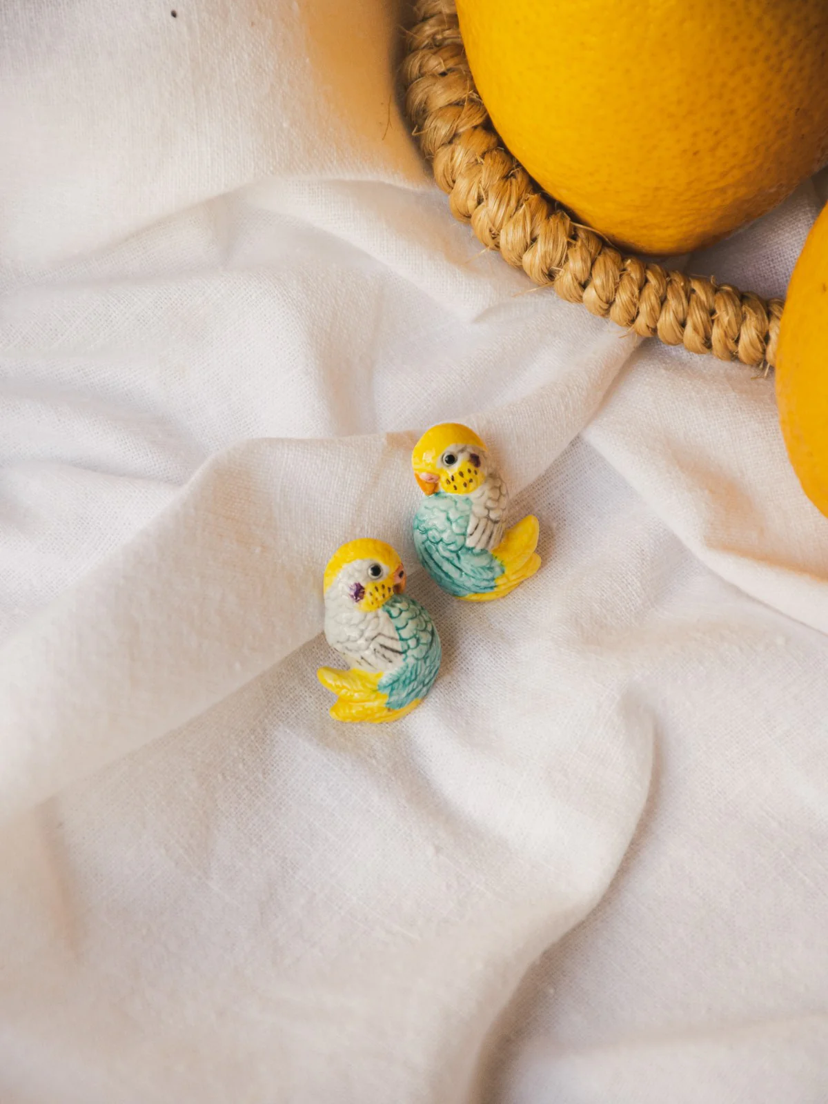 Boucles d'oreilles puces - Perruche bleue - Image 4