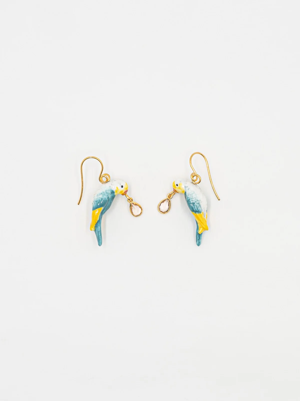 Boucles d'oreilles perruche bleue avec pampille