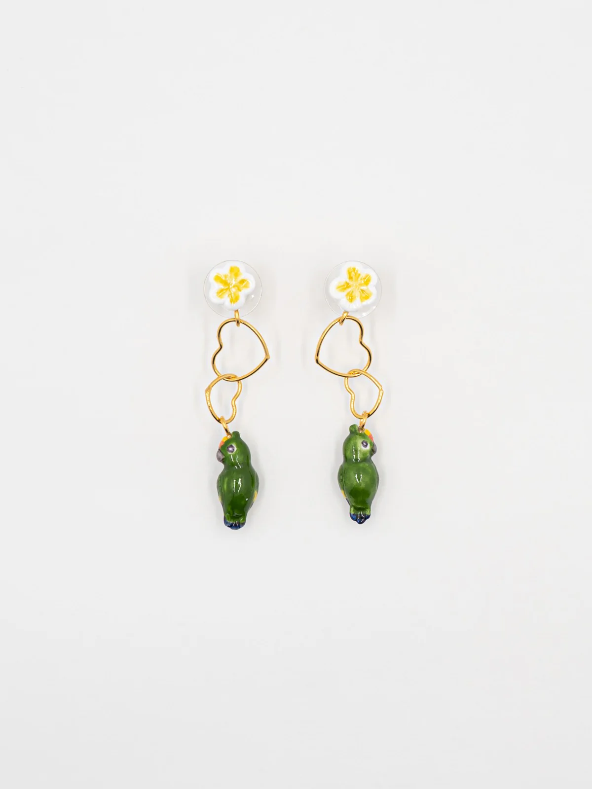 Boucles d'oreilles perroquet vert
