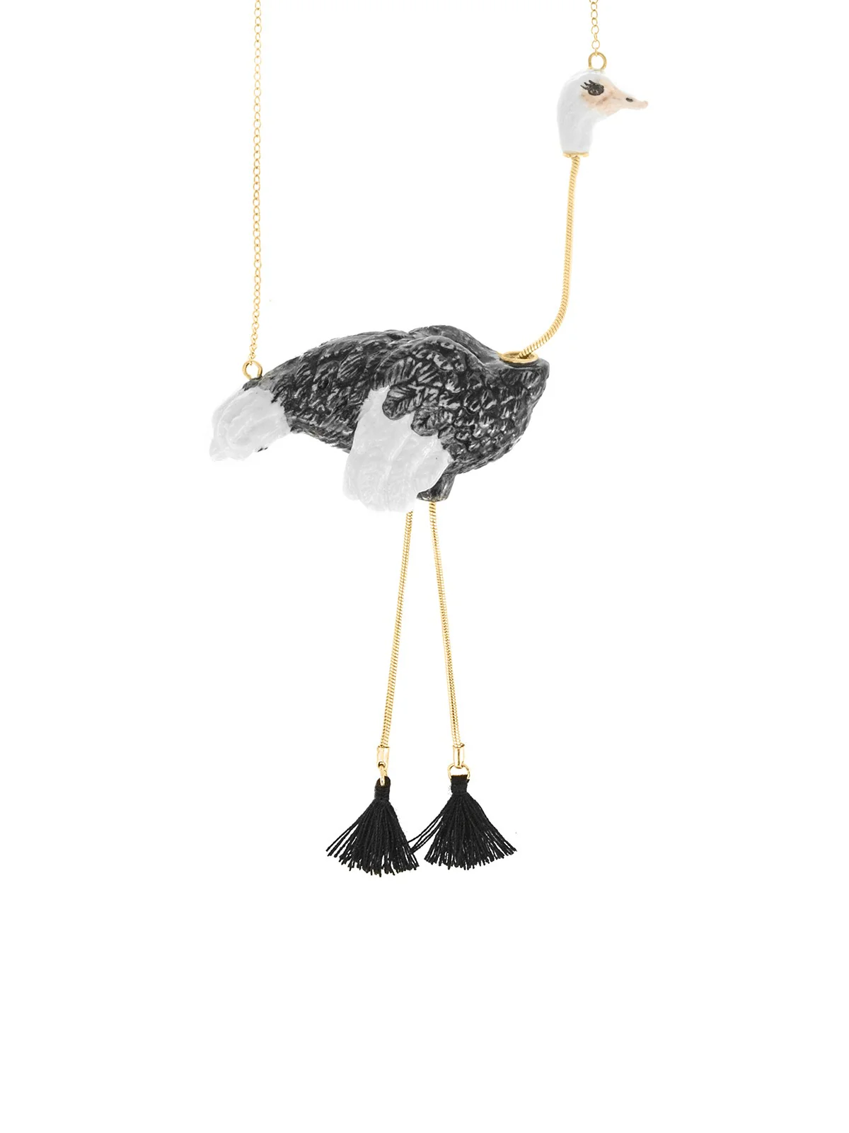 Collier autruche avec pompons - Image 3