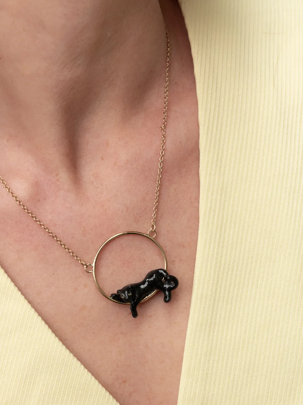 Collier rond panthère noire - Image 4