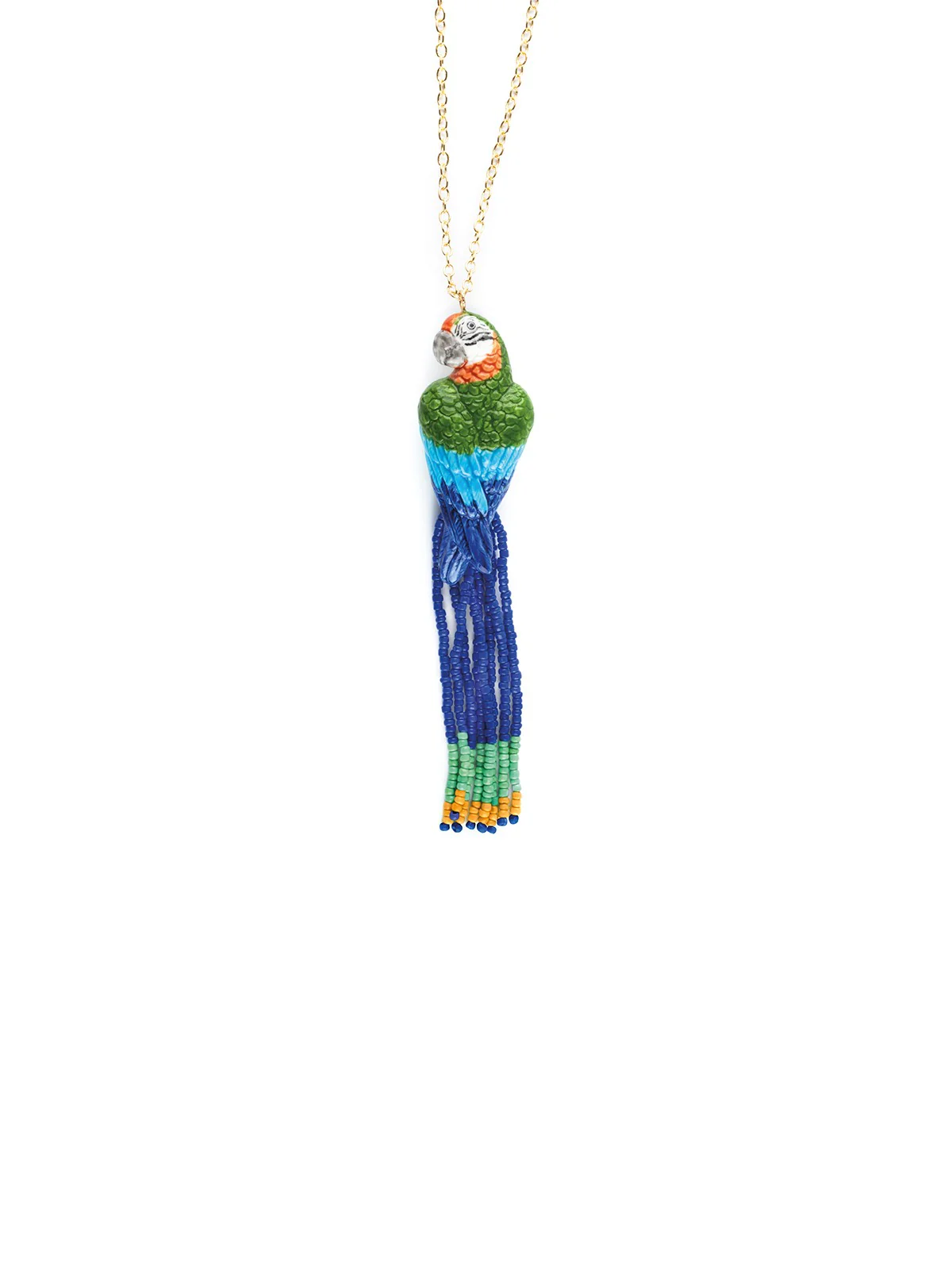 Collier perroquet vert avec perles - Image 5