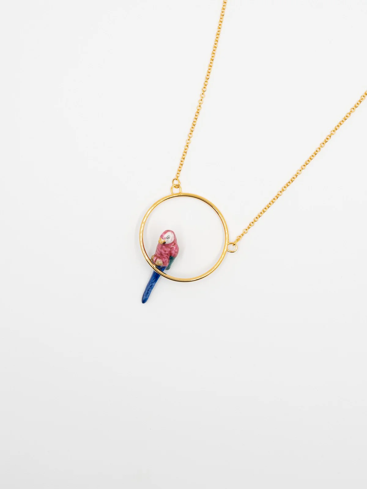 Collier rond perroquet rose
