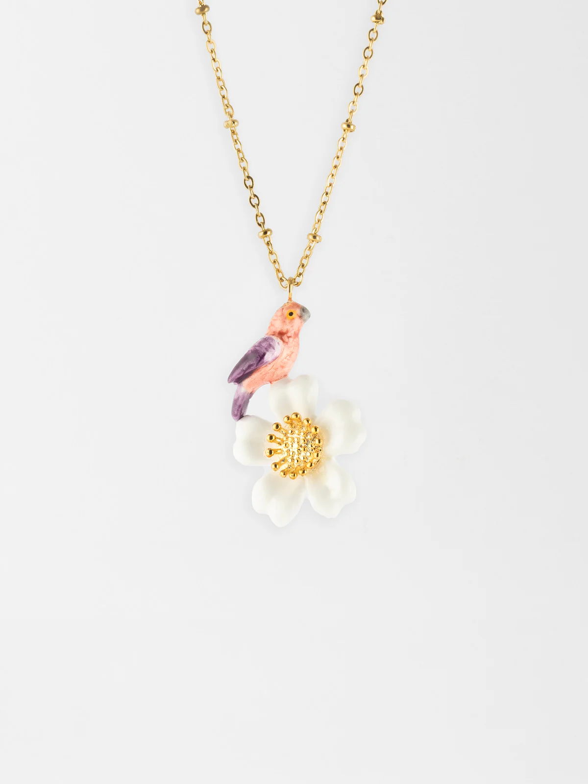 Collier perroquet violet & fleur - Image 3