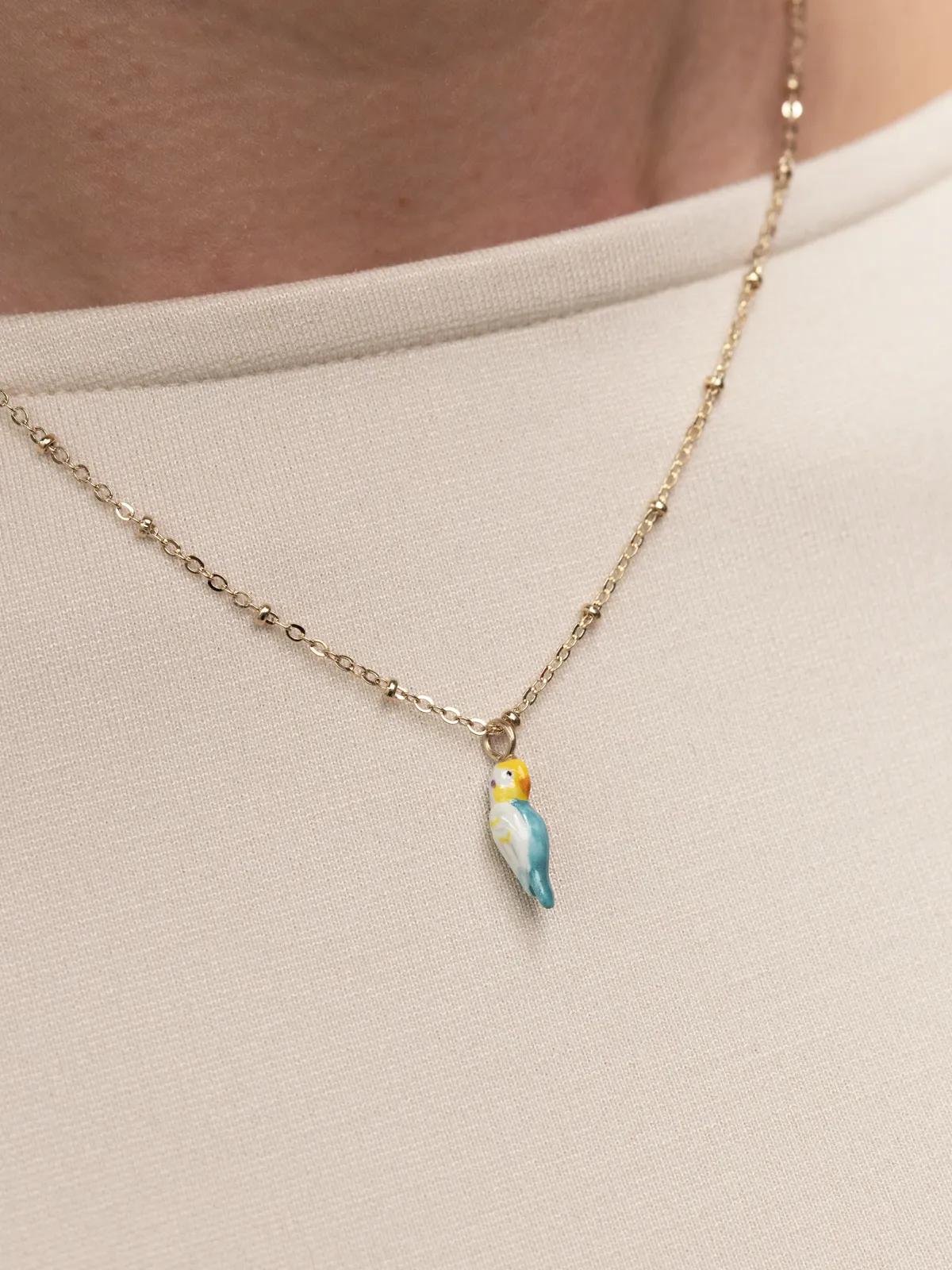 Collier perruche bleue - Image 2