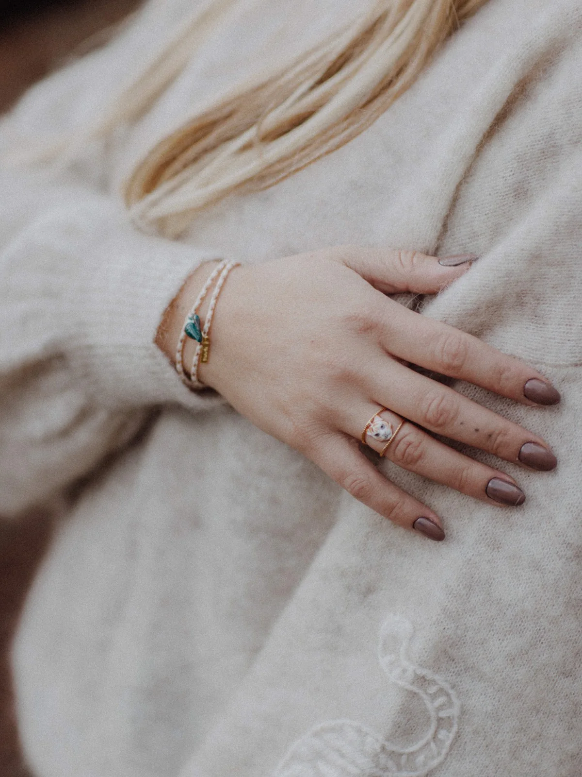 Bague double anneau tigre blanc - Image 2