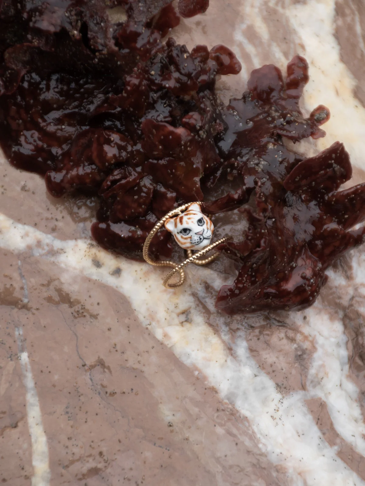 Bague double anneau tigre blanc - Image 4