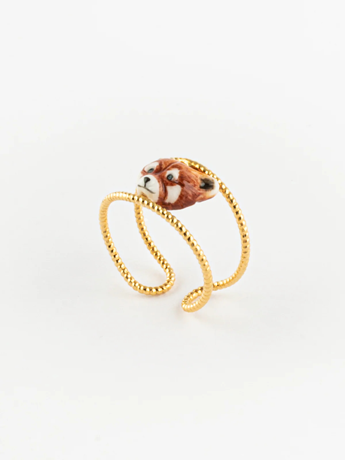 Bague double anneau panda roux