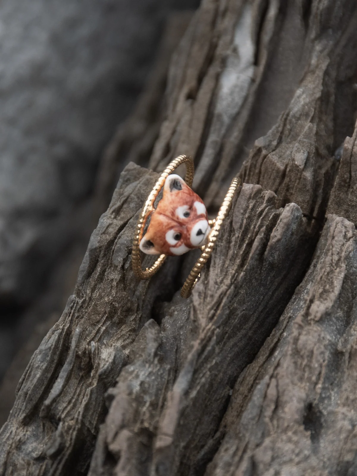 Bague double anneau panda roux - Image 4