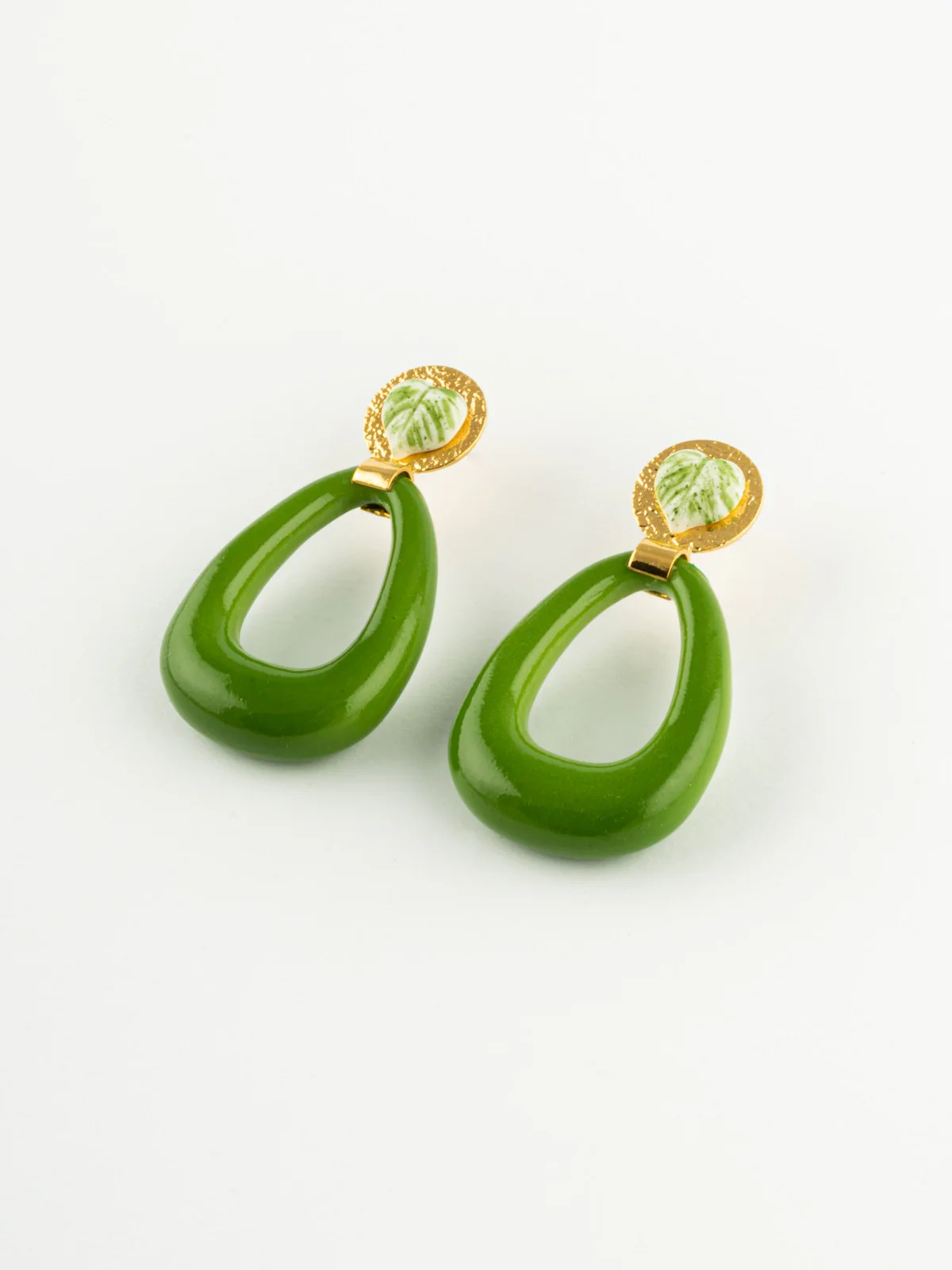 Boucles d'oreilles ovales feuille