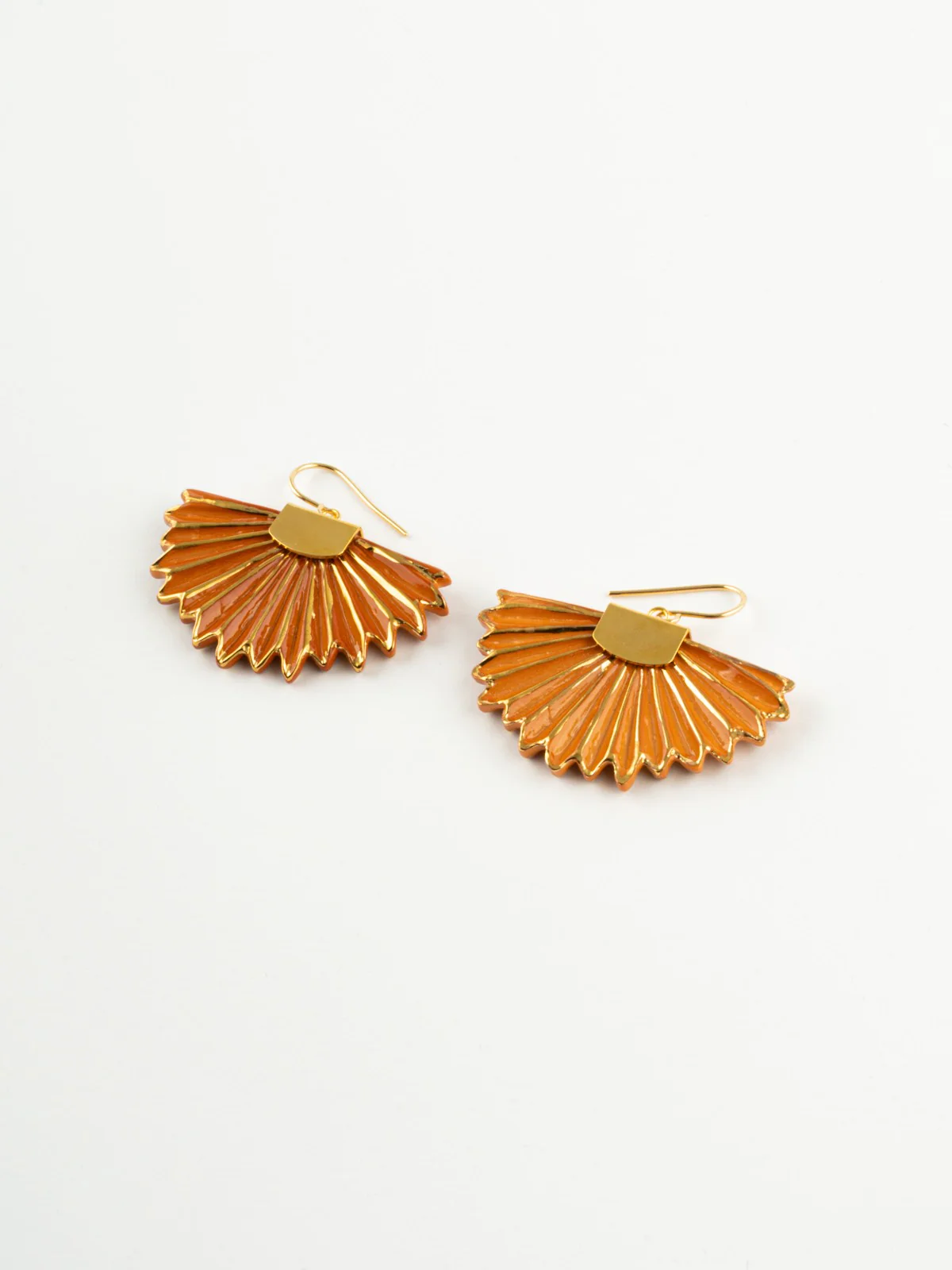 Boucles d'oreilles feuille de palmier terracotta