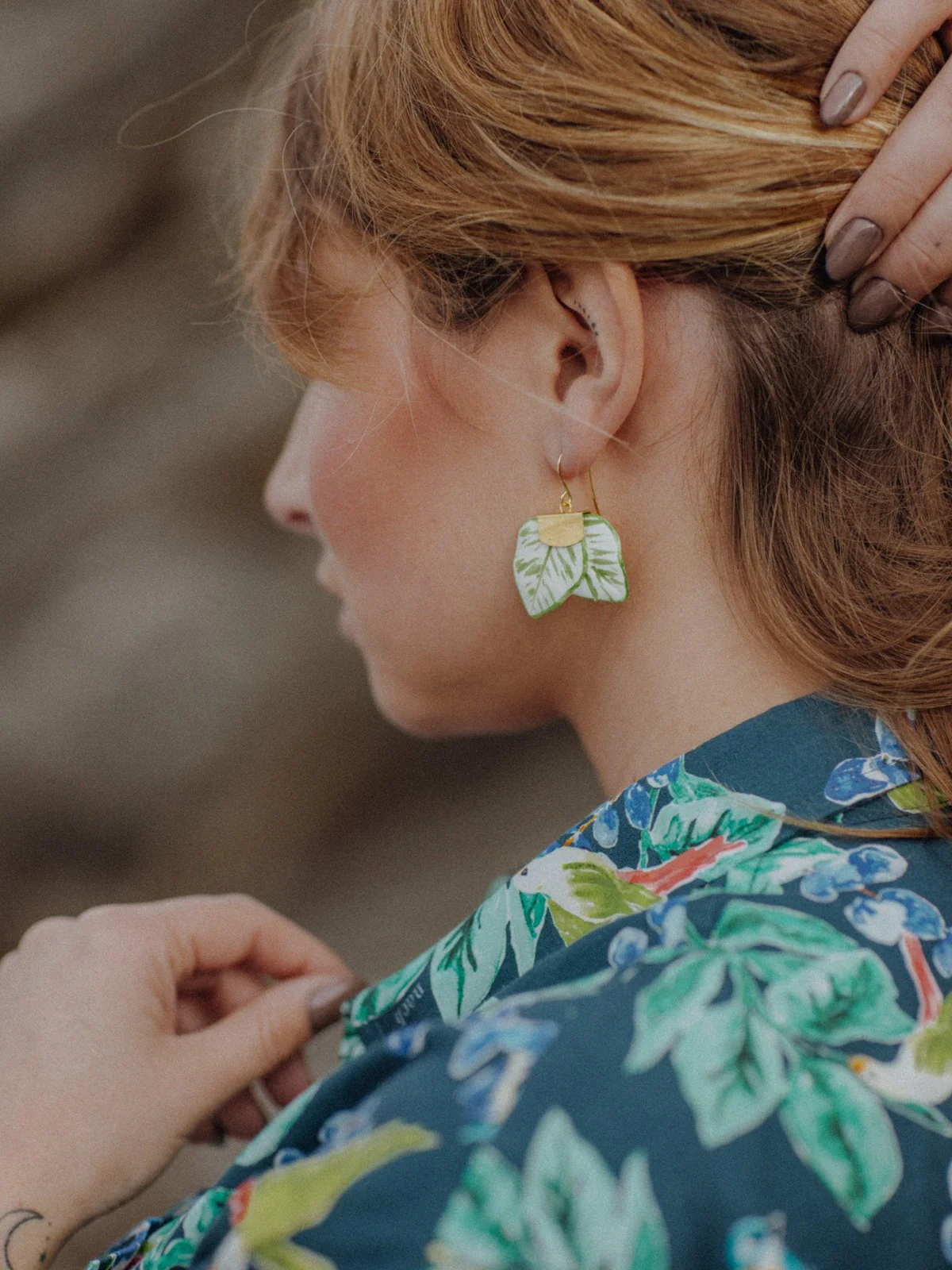 Boucle d'oreilles double feuilles - Image 2