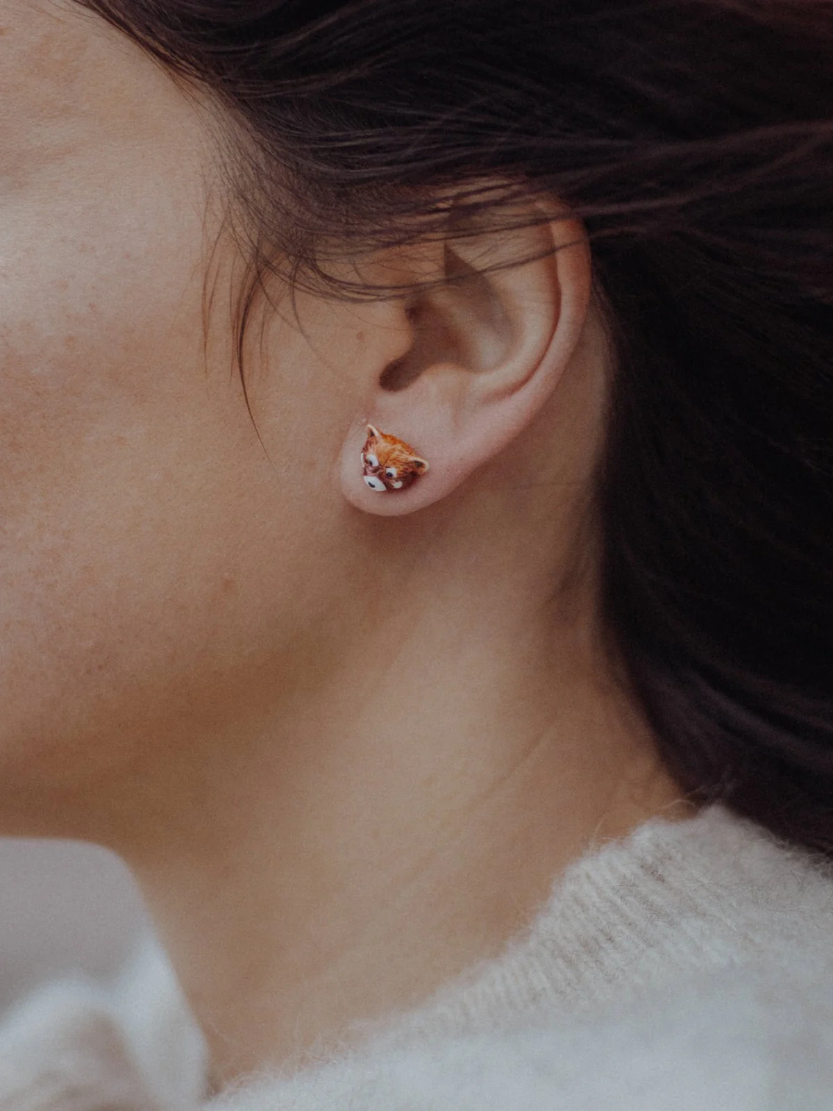 Boucles d'oreilles puces - Panda roux - Image 2
