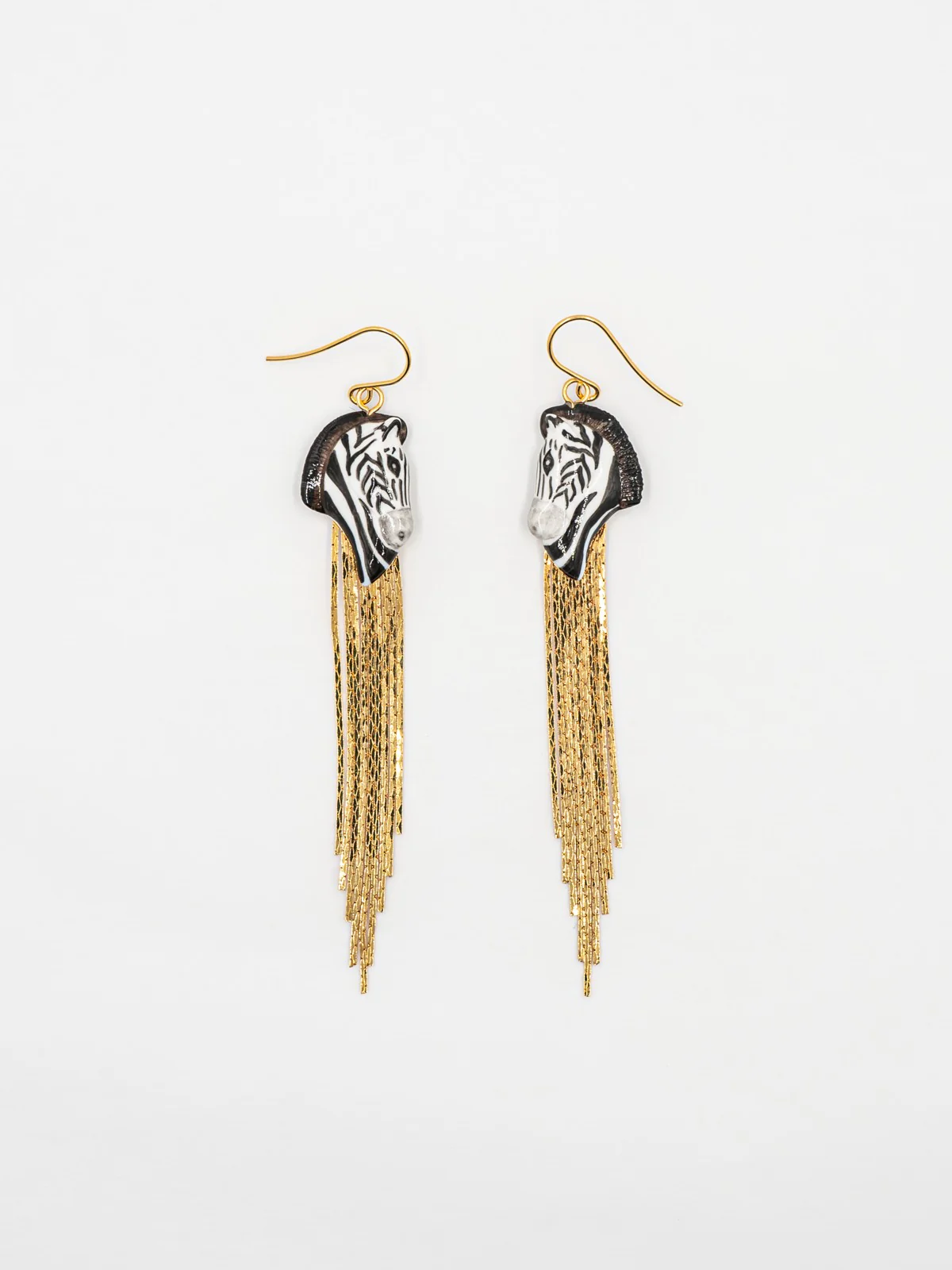 Boucles d'oreilles zèbre à franges