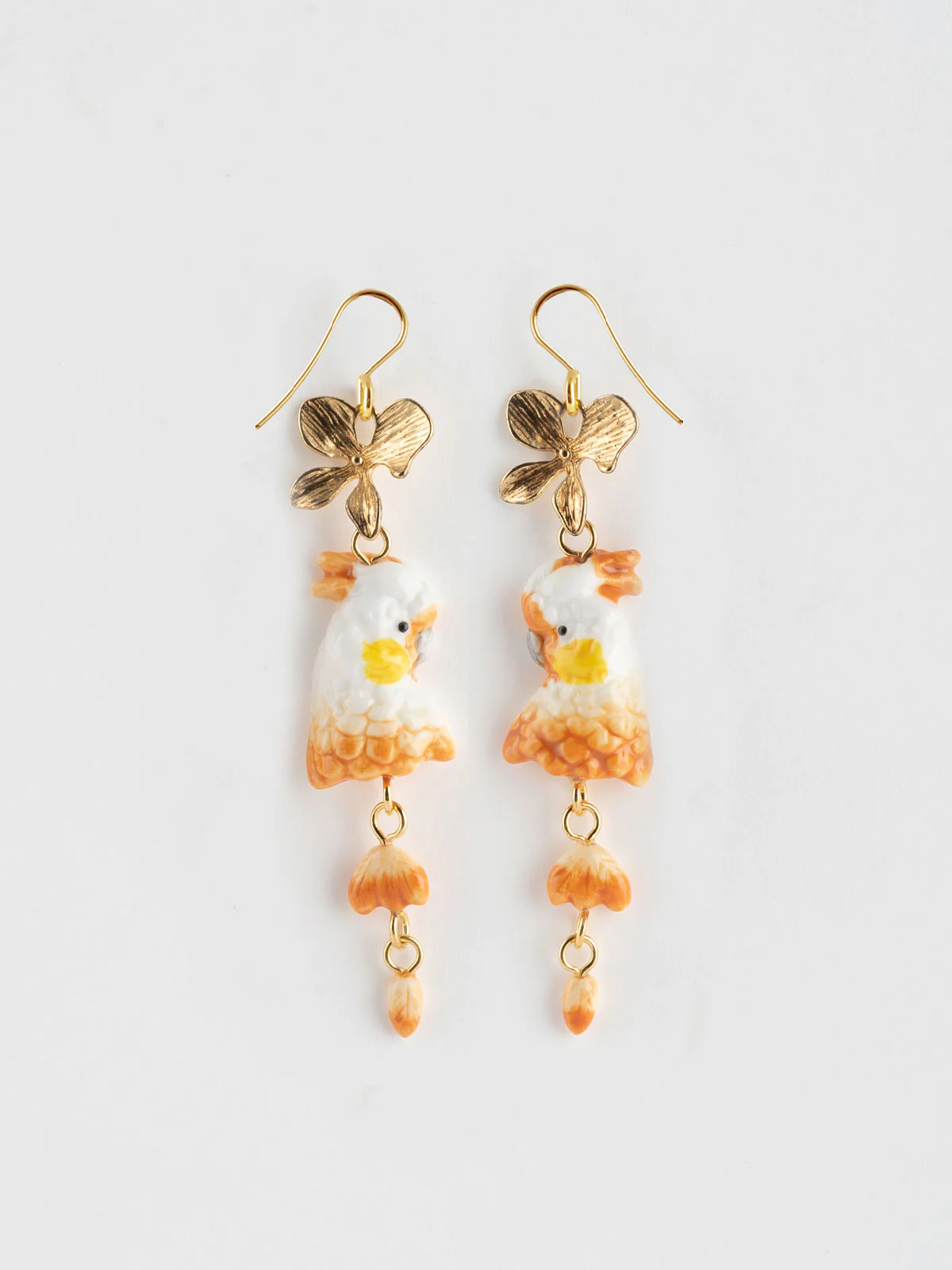 Boucles d'oreilles fleur et cacatoès - Capsule anniversaire