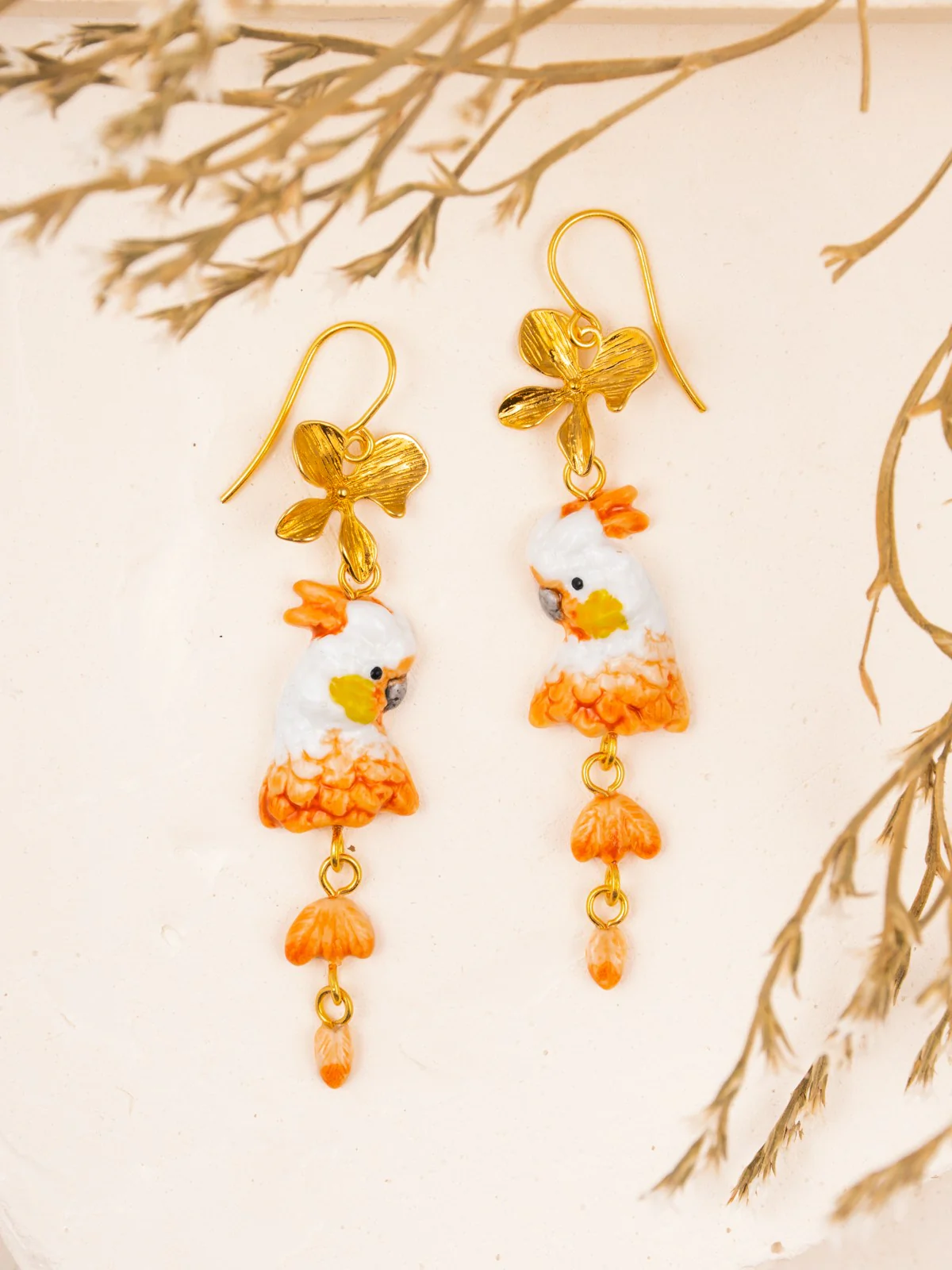Boucles d'oreilles fleur et cacatoès - Capsule anniversaire - Image 4