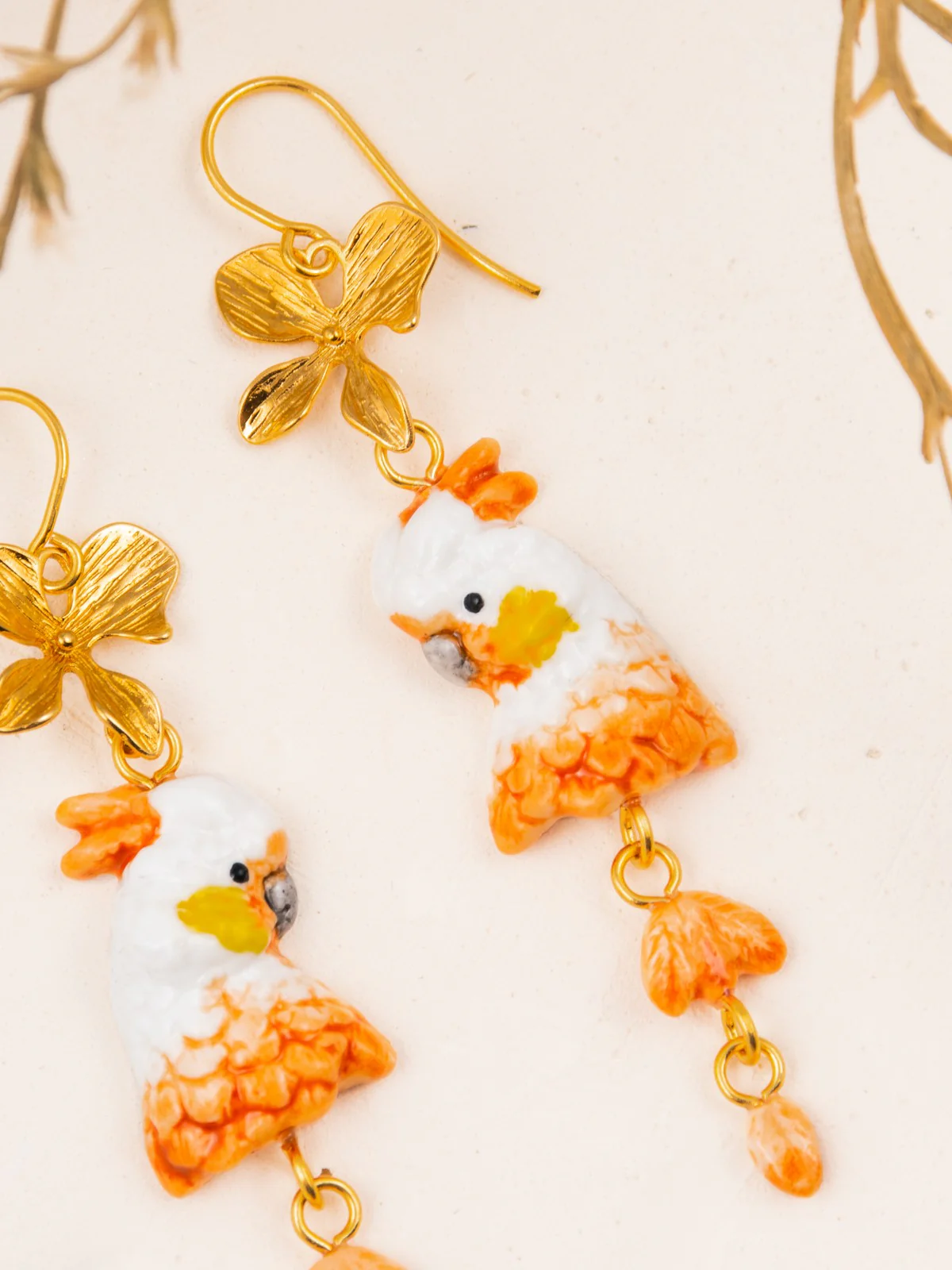 Boucles d'oreilles fleur et cacatoès - Capsule anniversaire - Image 5