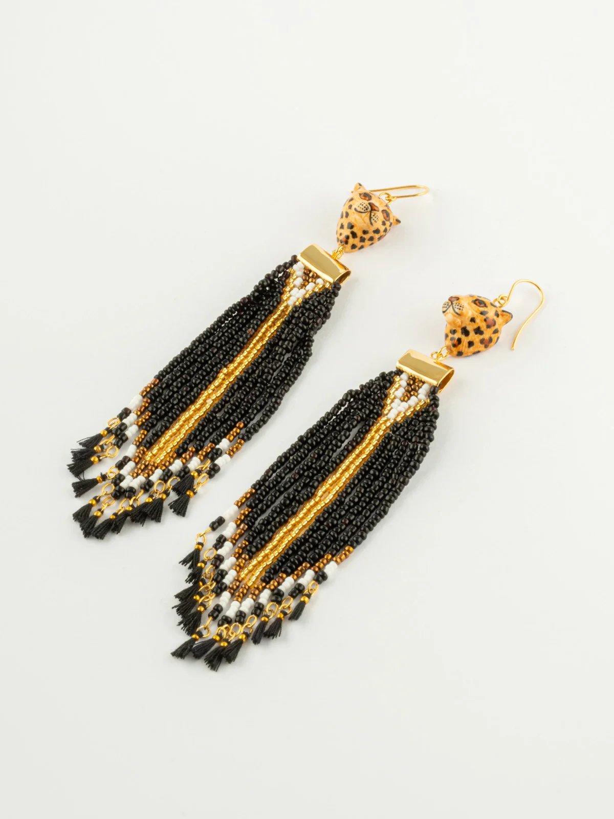 Boucles d'oreilles pendantes léopard et perles - Capsule anniversaire
