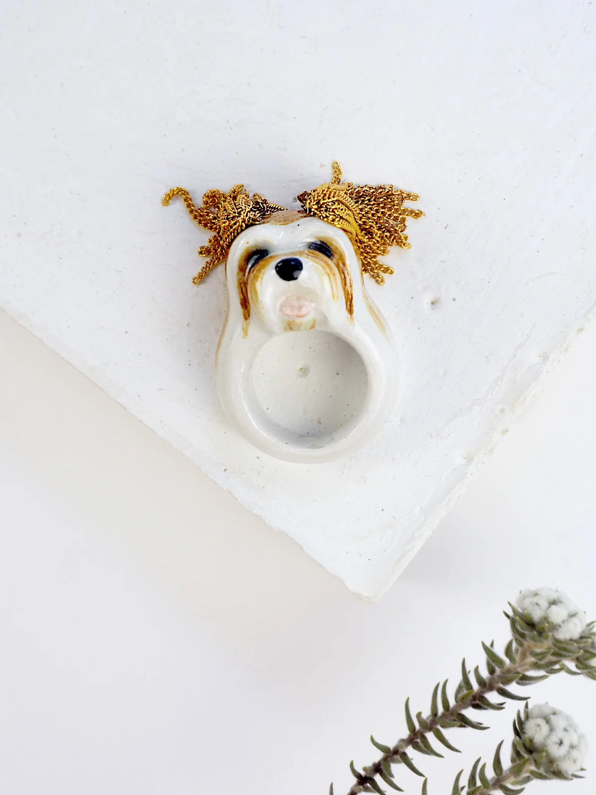 Bague chien nizinny avec cheveux