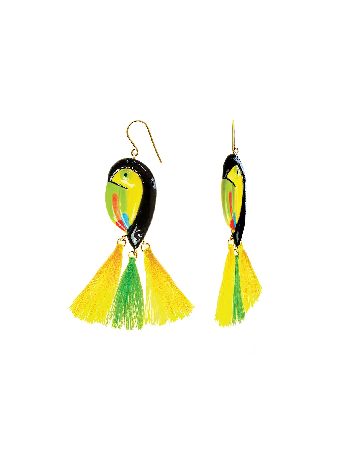 Boucles d'oreilles toucan avec pompons - Image 2