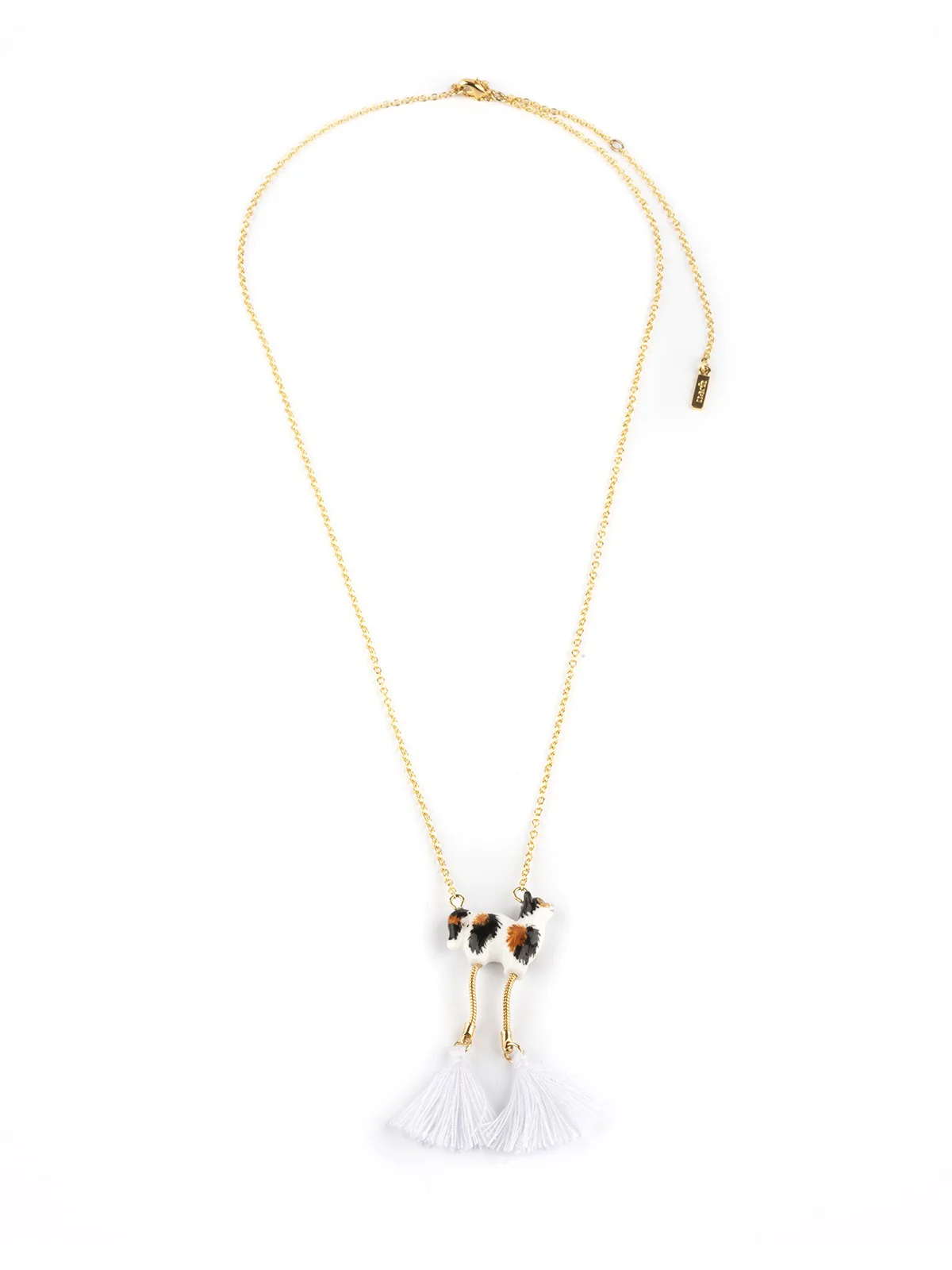 Collier chat noir & marron avec pompons - Image 2