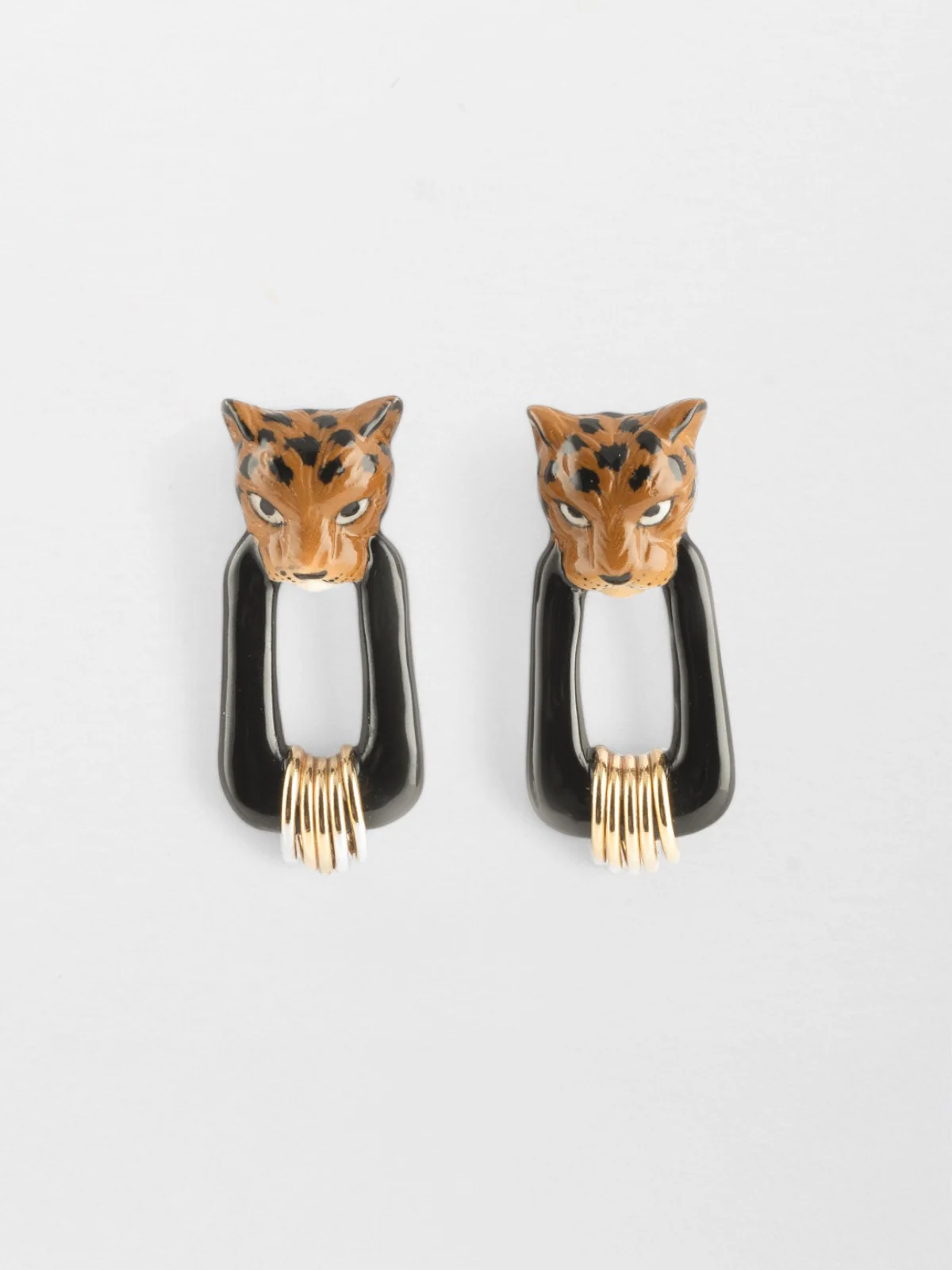 Boucles d'oreilles noires léopard - Force de la nature