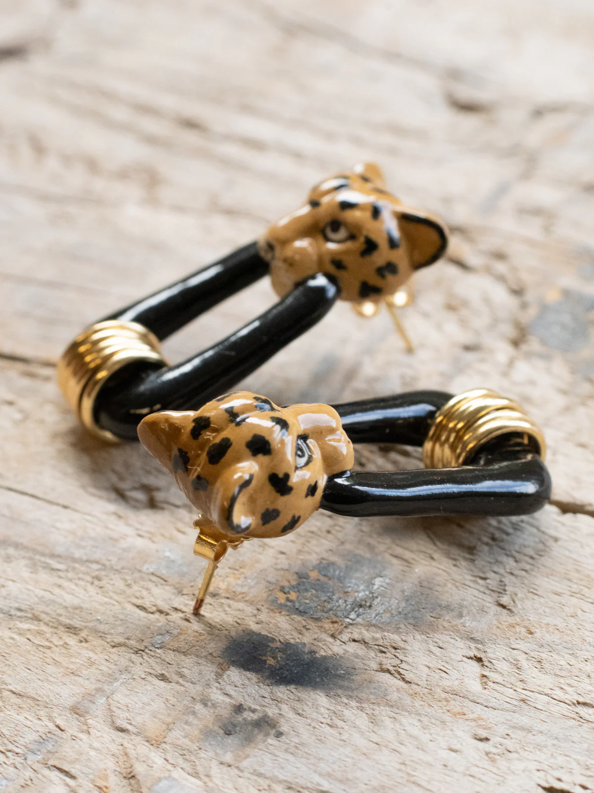 Boucles d'oreilles noires léopard - Force de la nature - Image 4