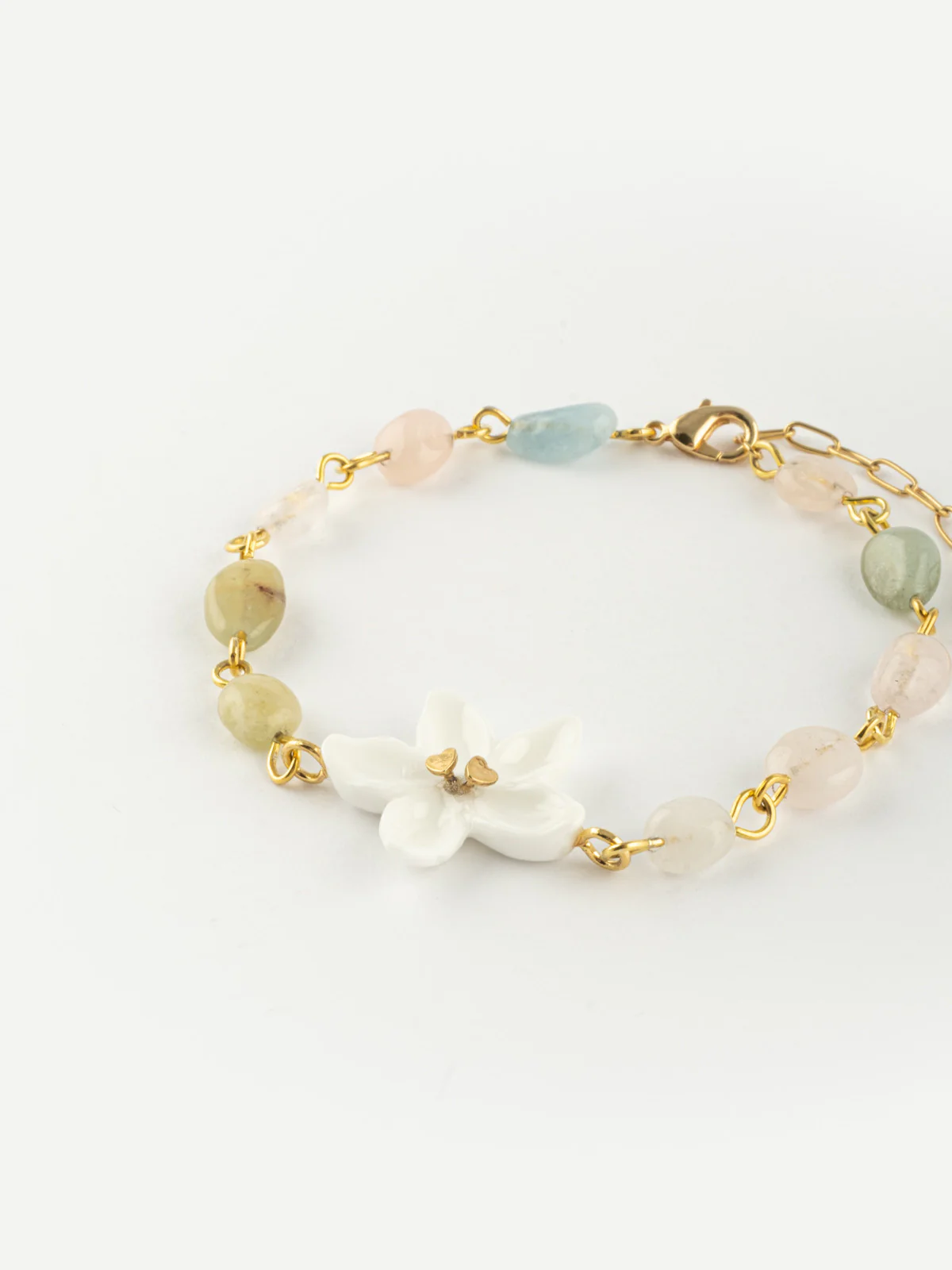 Bracelet jasmin et perles de morganite naturelle - Jasmin et moi