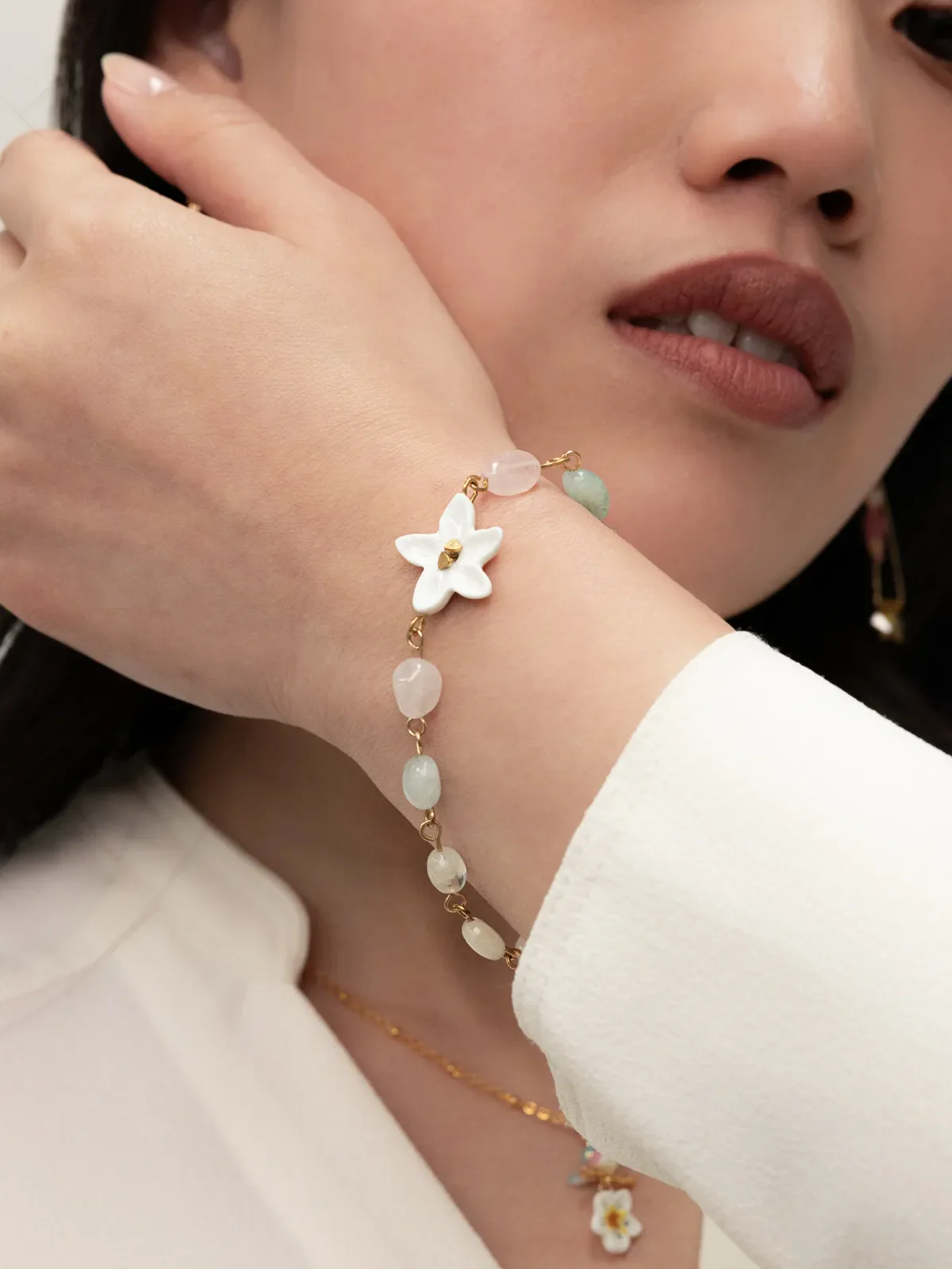 Bracelet jasmin et perles de morganite naturelle - Jasmin et moi - Image 2