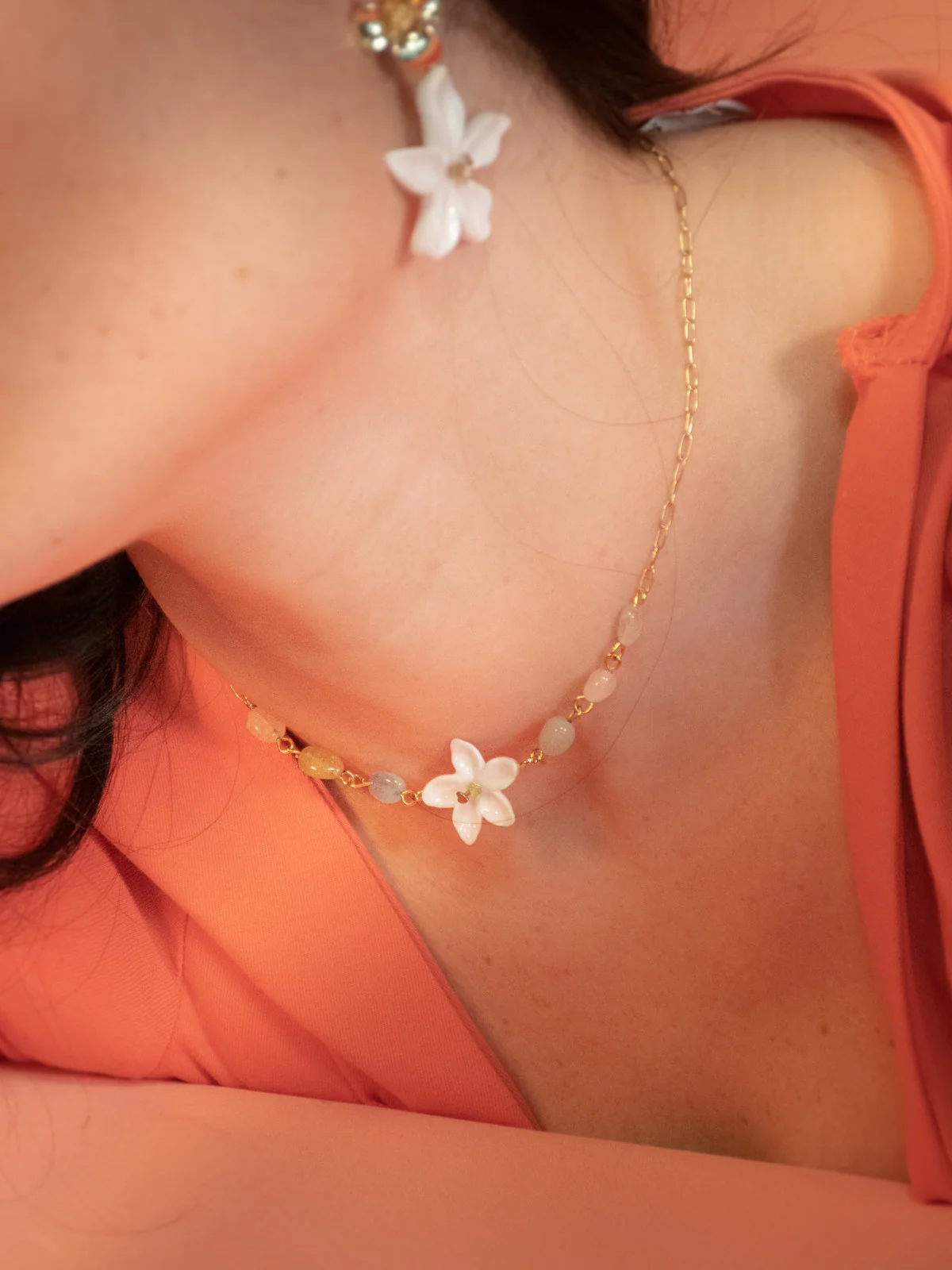 Collier jasmin et perles de morganite naturelle - Jasmin et moi - Image 2