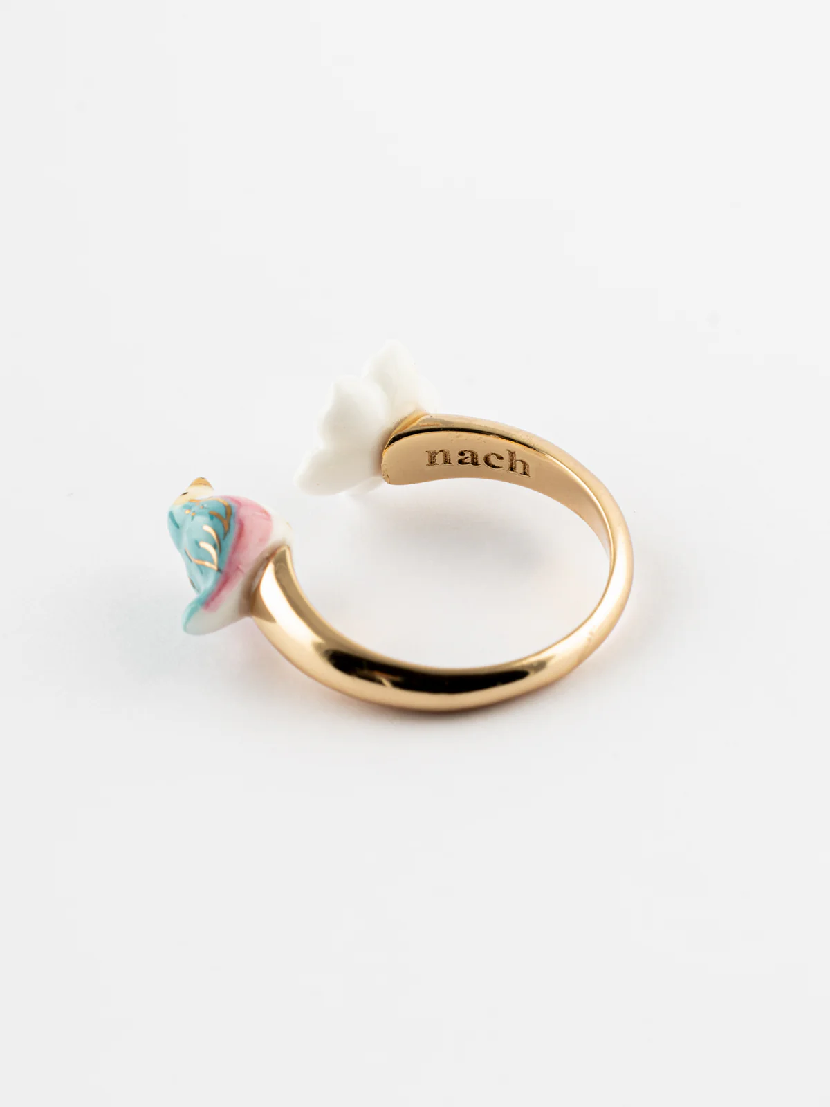 Bague FaceToFace oiseau bleu et fleur de poirier - Image 5