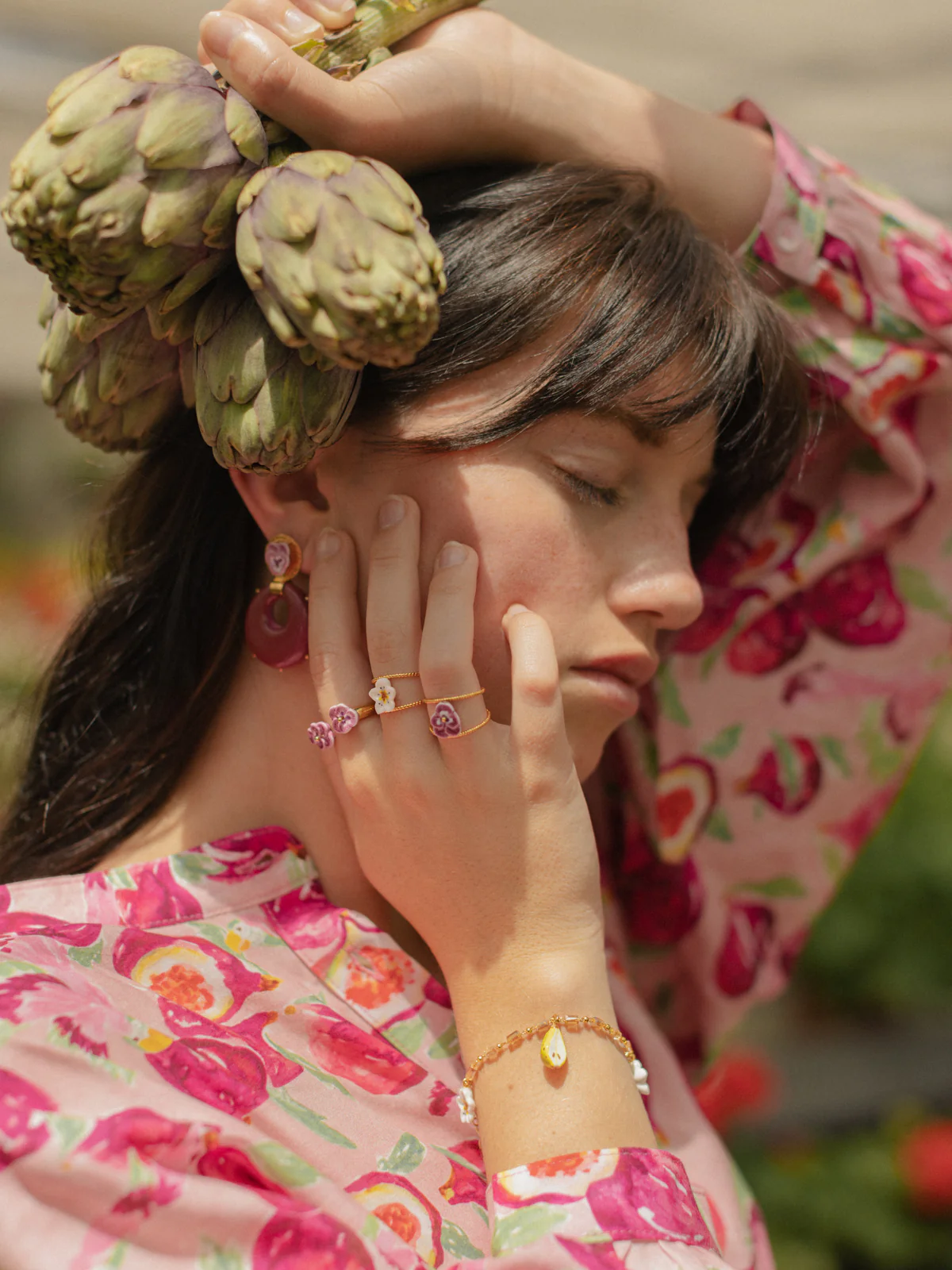 Bague double anneau fleur de poirier - Image 3