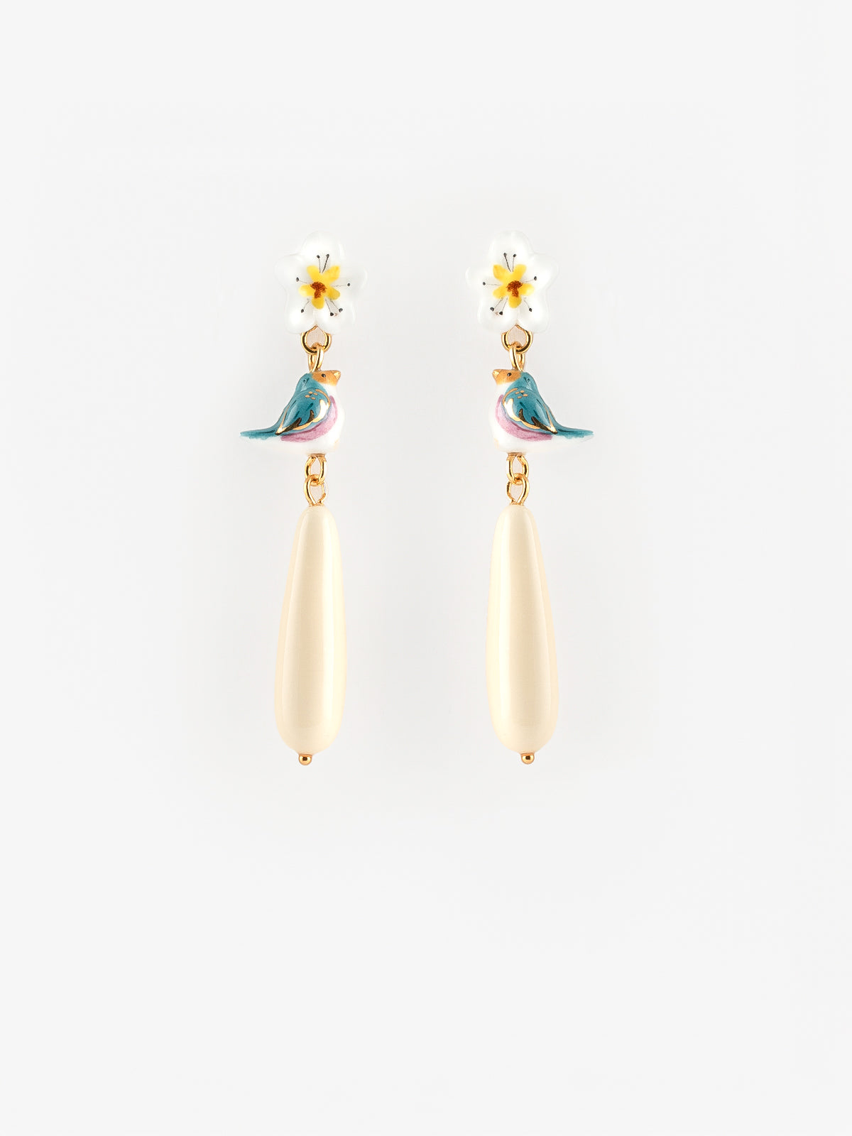 Boucles d'oreilles oiseau bleu et goutte