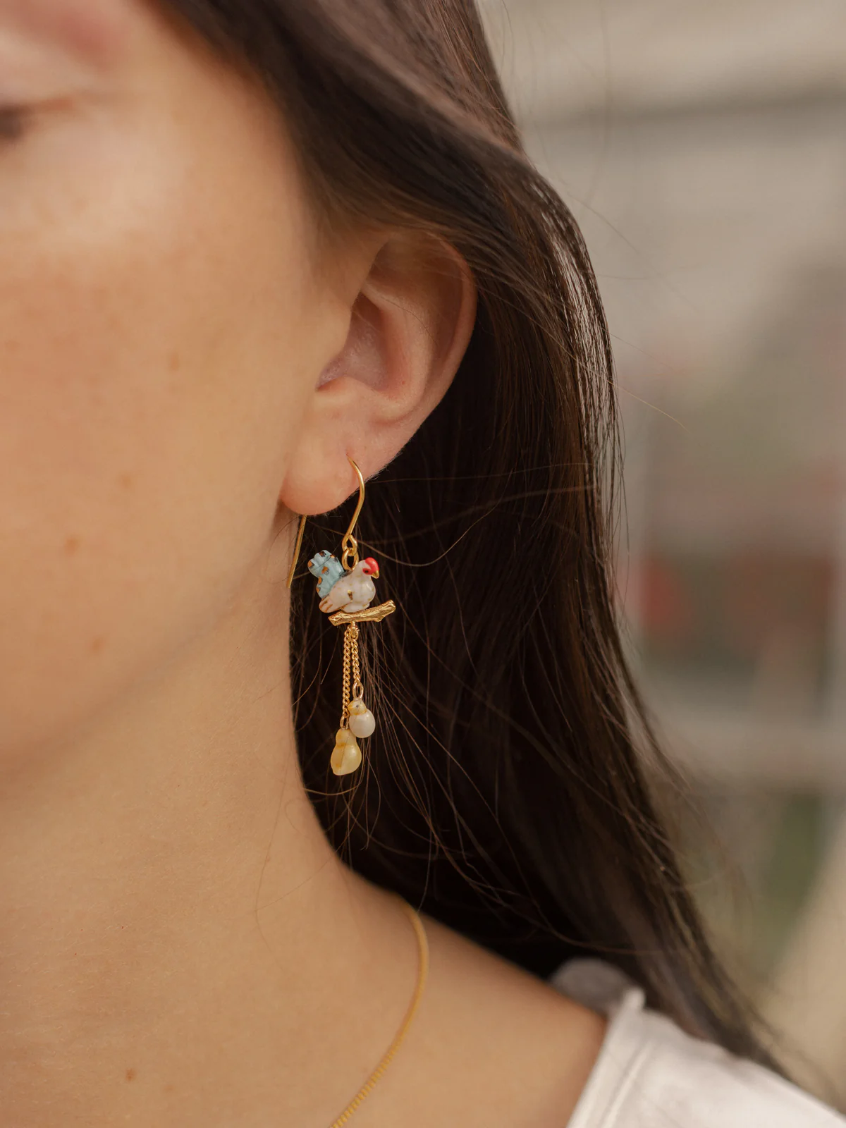 Boucles d'oreilles poule & pampilles - Image 3