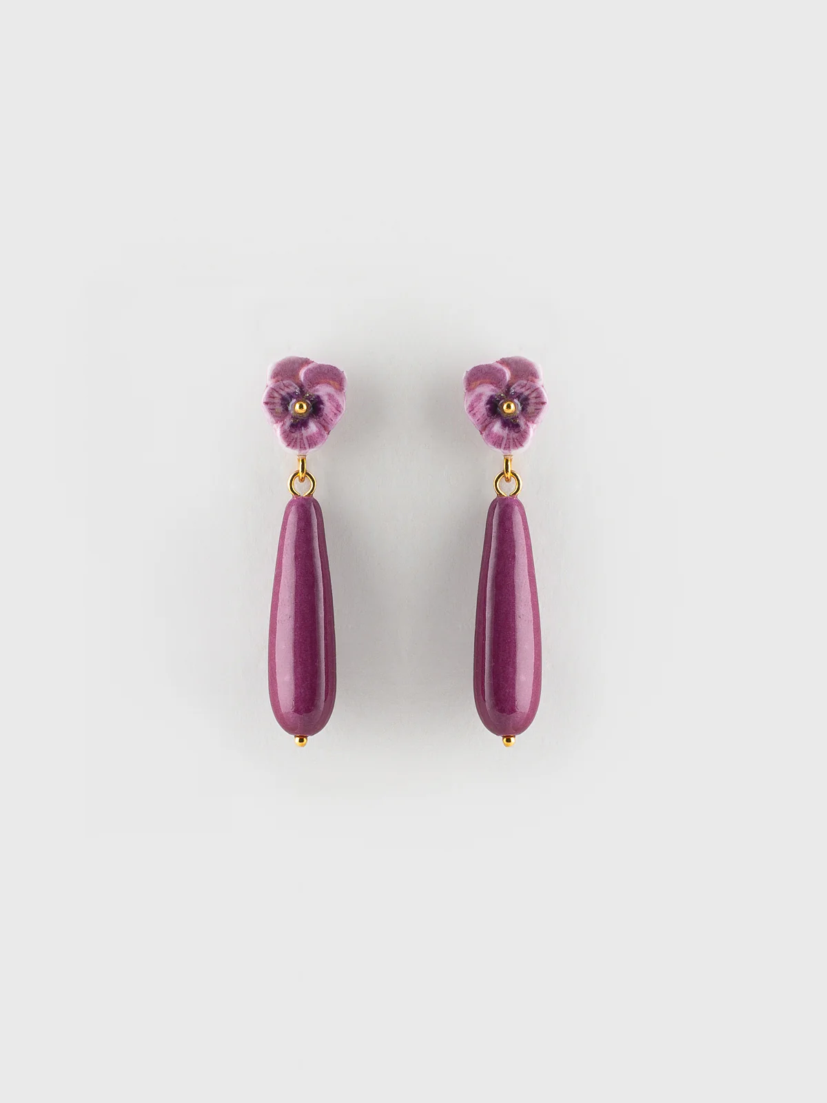 Boucles d'oreilles pensée et goutte