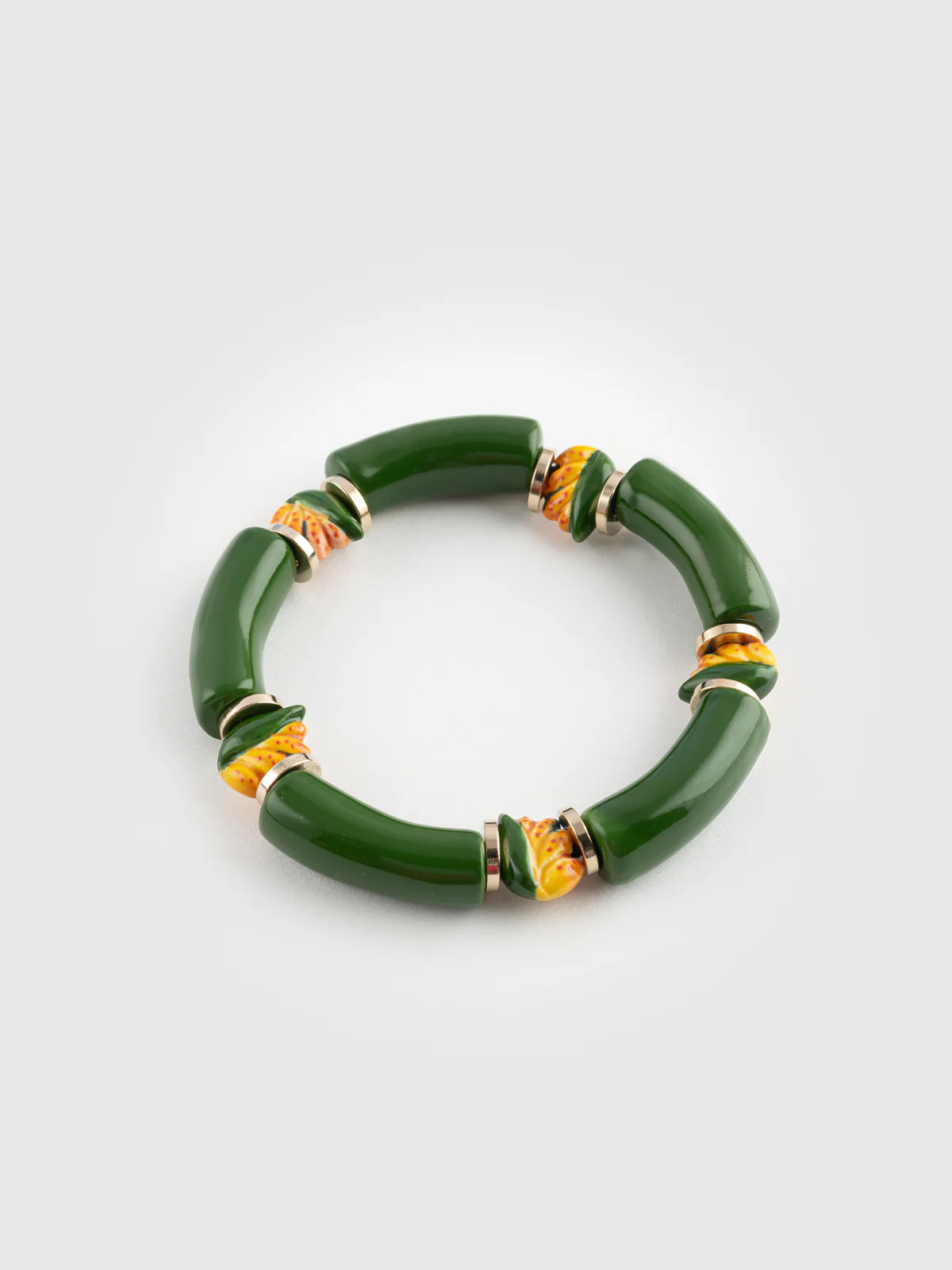 Bracelet perles vertes oiseau de paradis - Image 3