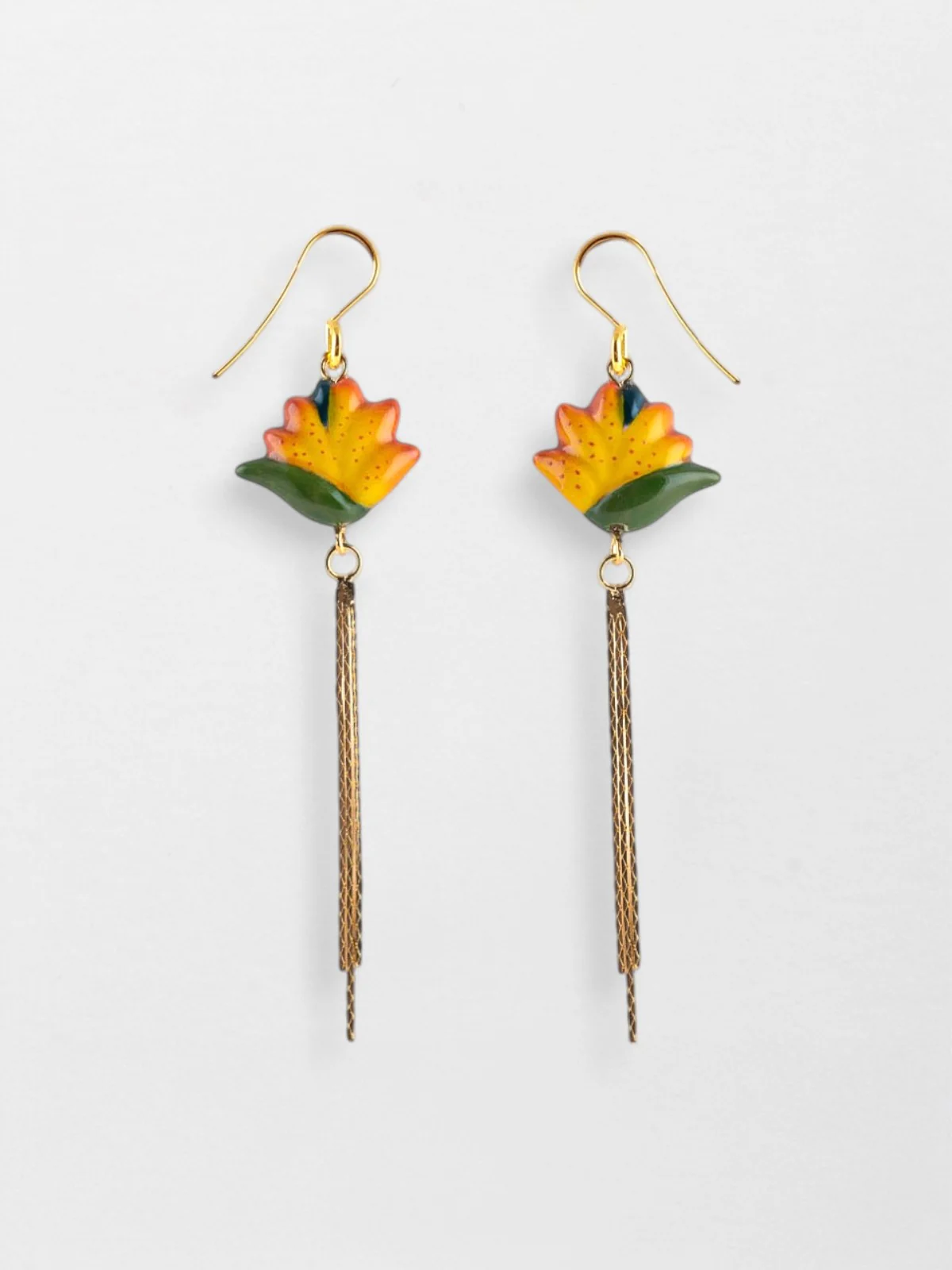 Boucles d'oreilles oiseau de paradis avec franges