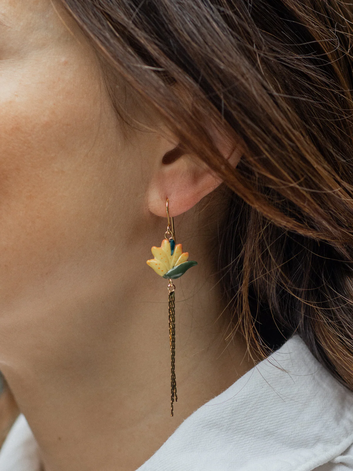 Boucles d'oreilles oiseau de paradis avec franges - Image 3