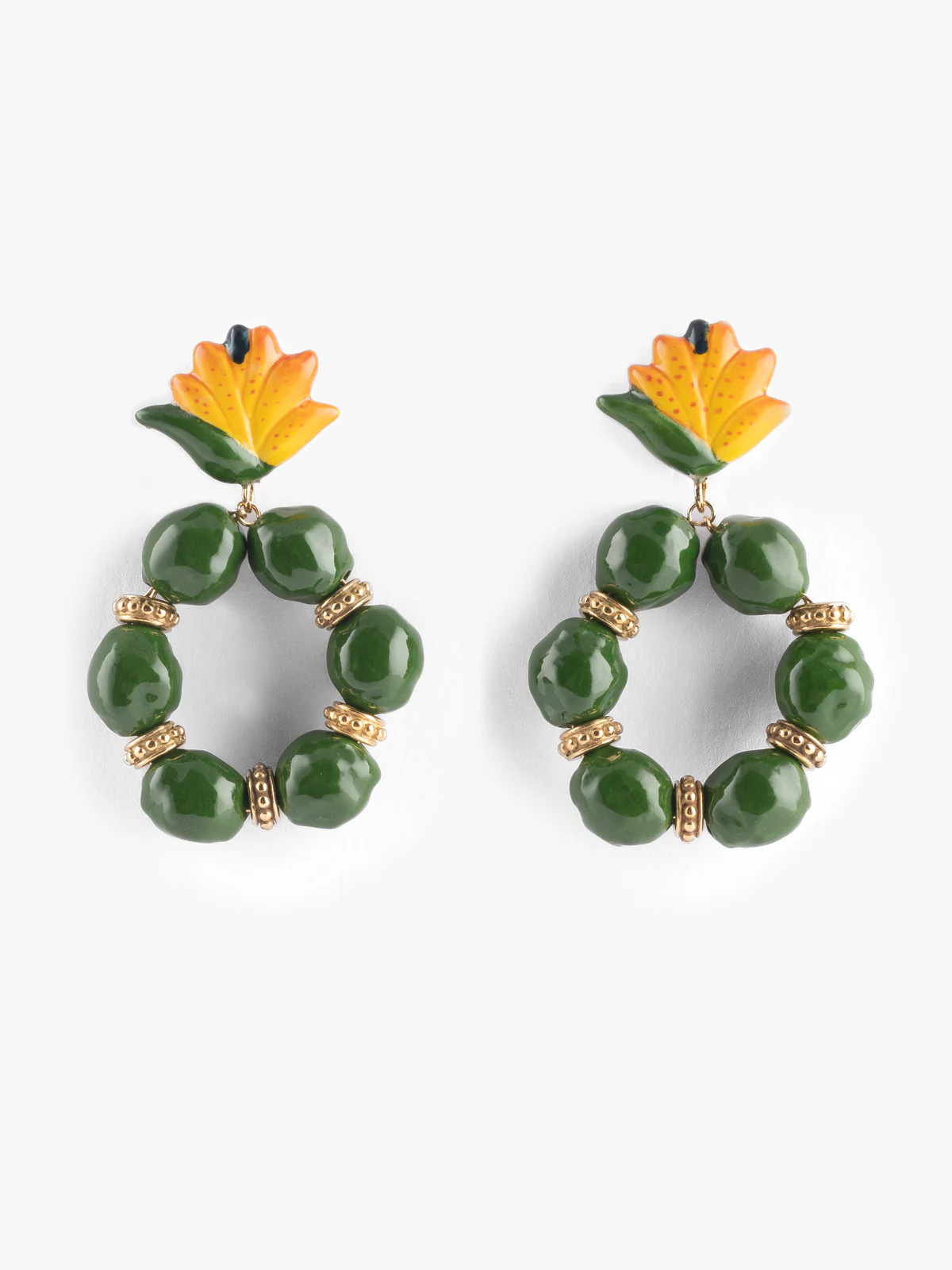 Boucles d'oreilles rondes oiseau de paradis