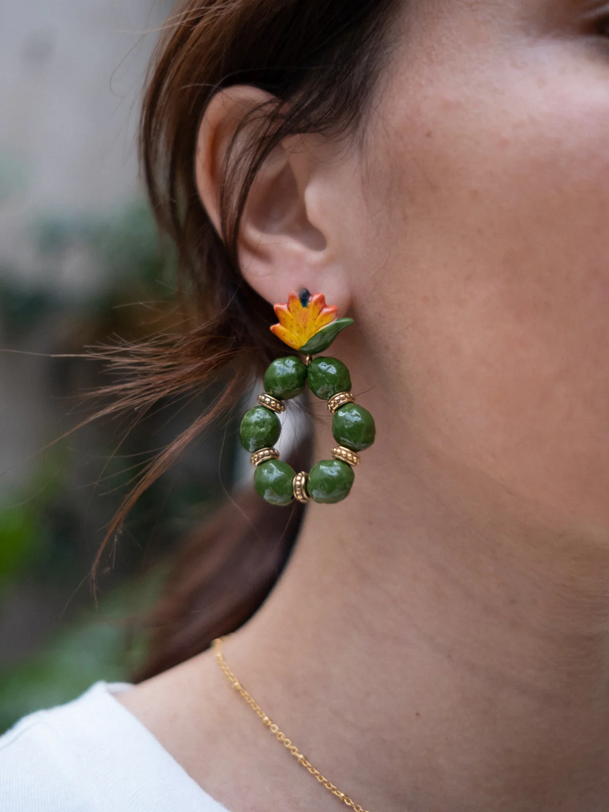 Boucles d'oreilles rondes oiseau de paradis - Image 2