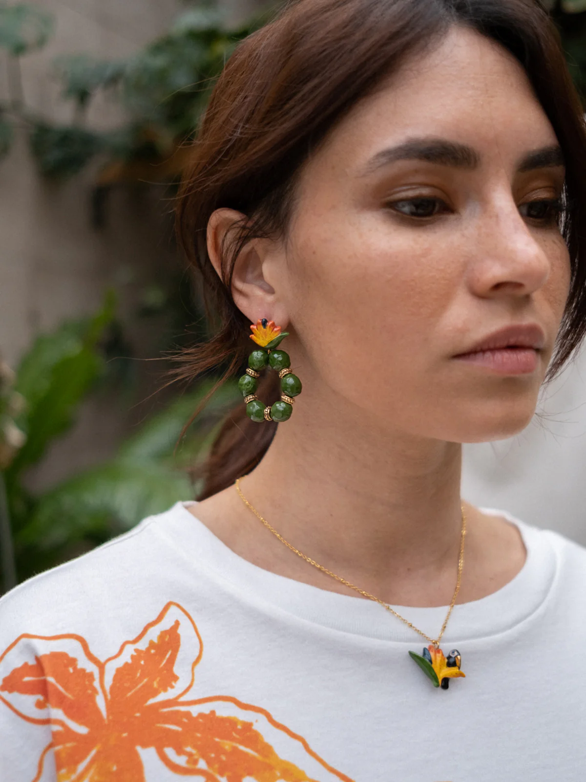 Boucles d'oreilles rondes oiseau de paradis - Image 3