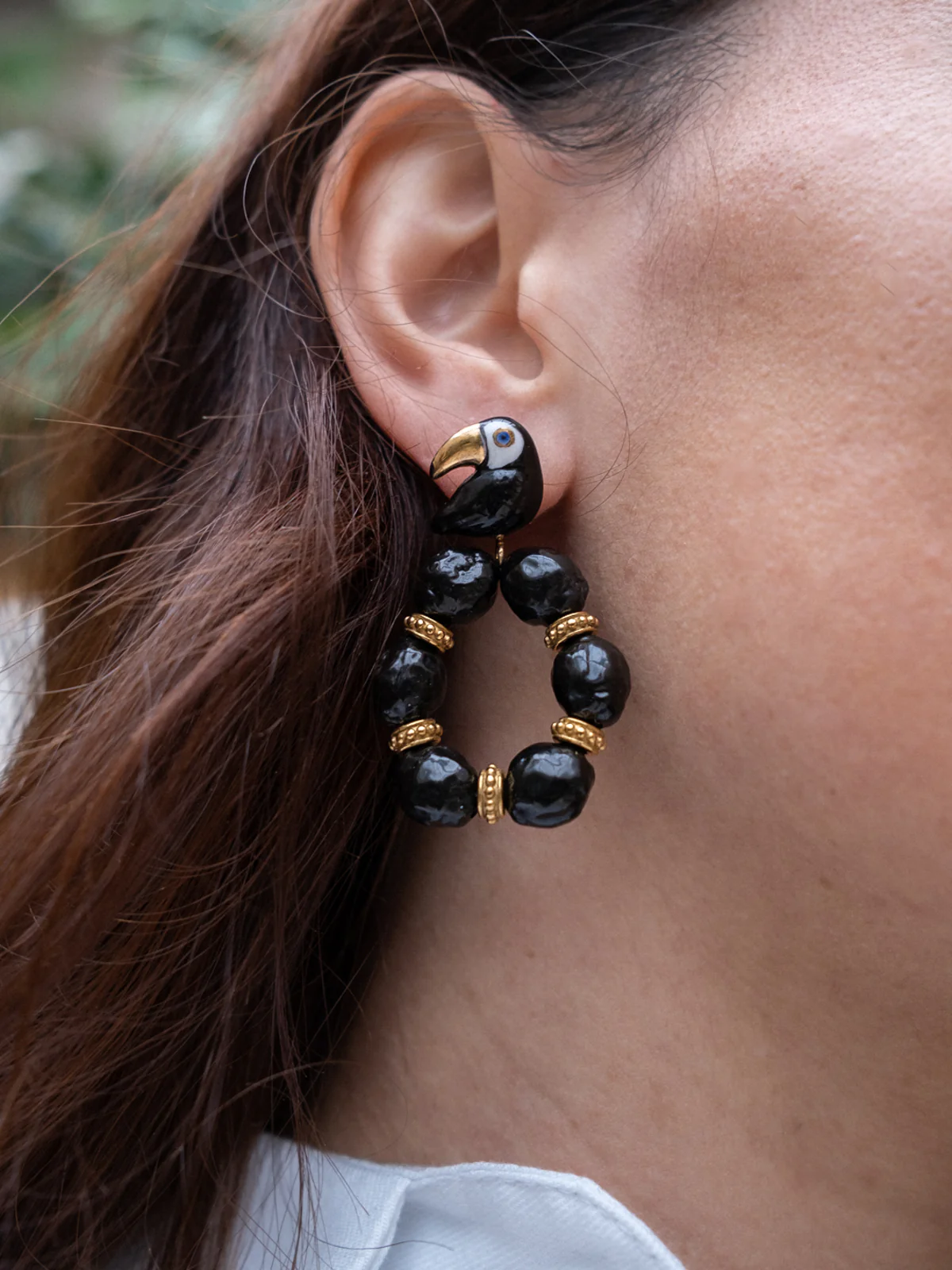 Boucles d'oreilles rondes toucan - Image 2